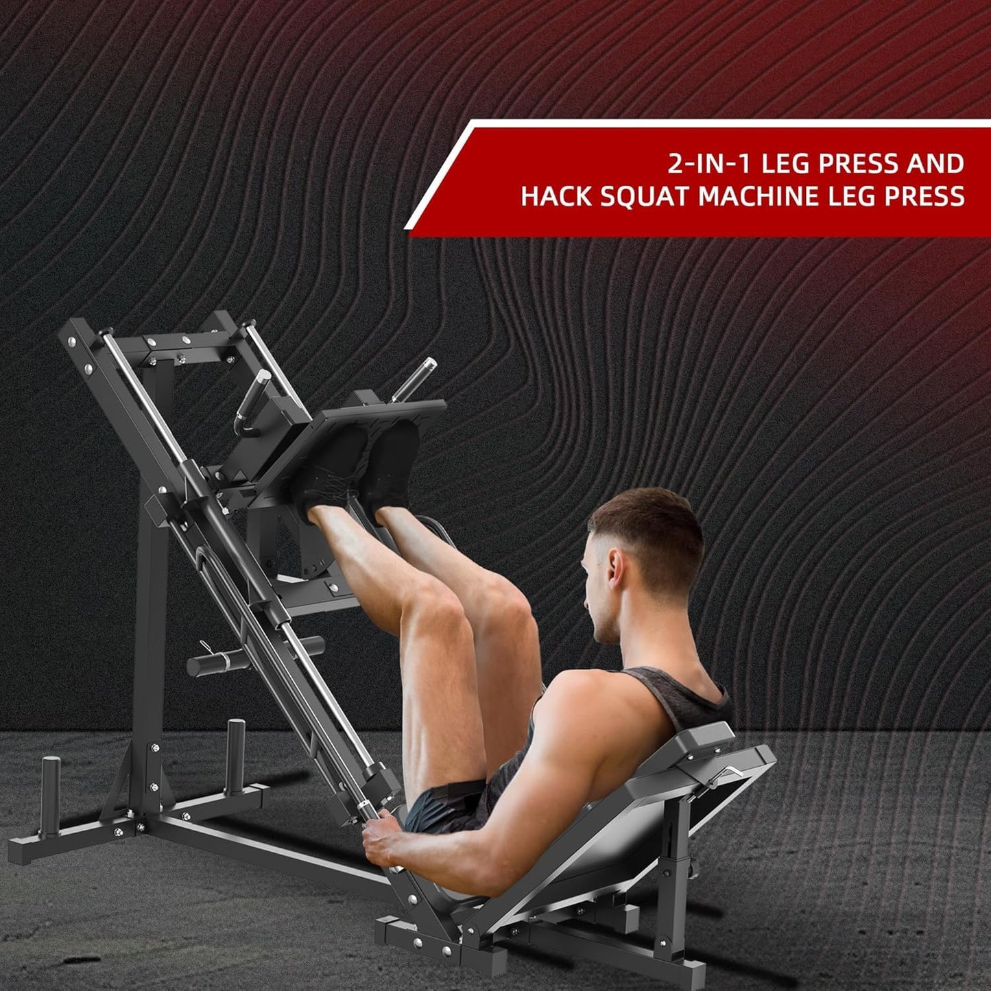 Fitvids Leg Press Hack Squat Machine, Plate Loaded Adjustable Leg Press Machine, Hack Squat Machine with Weight Storage Posts Home Gym, 1100 LB Capacity