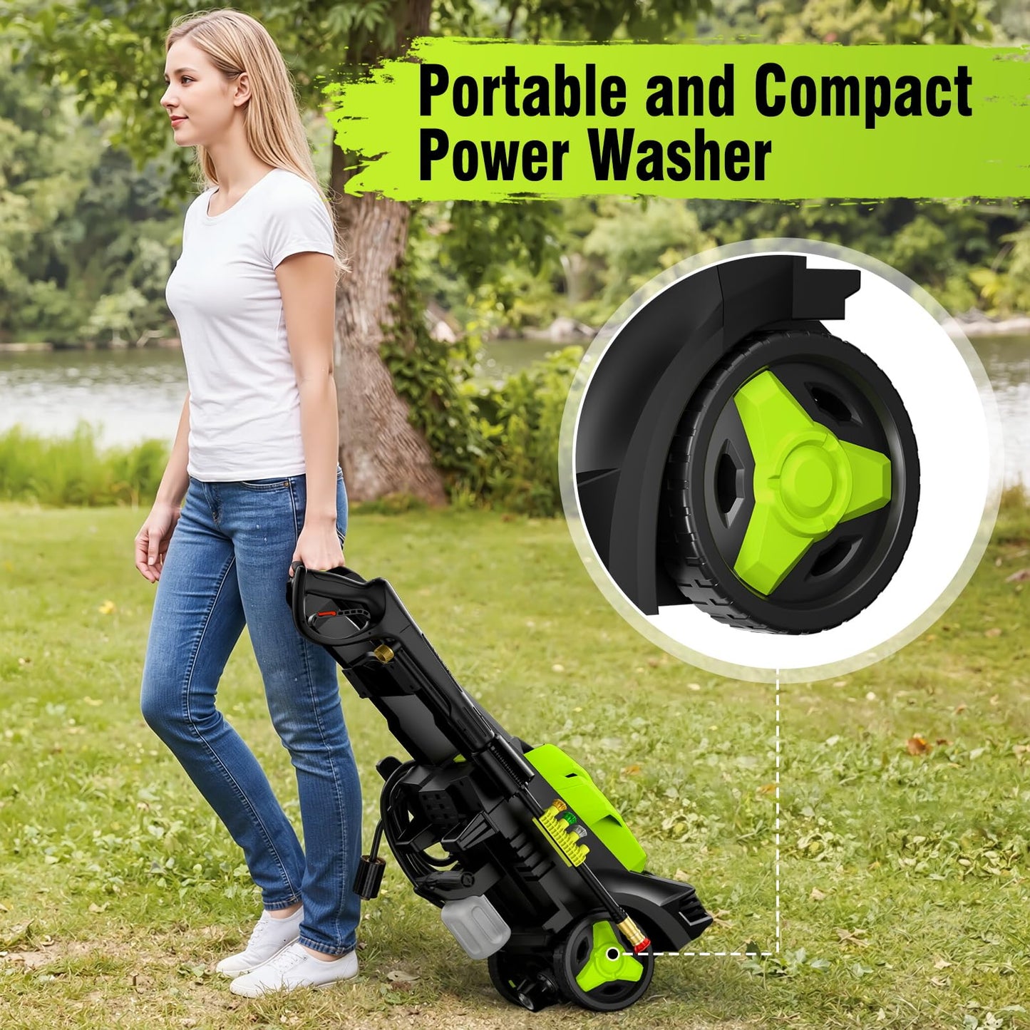 Pressure Washer, Power Washer with 4 Quick Connect Nozzles 1 Foam Cannon, High Pressure Cleaning Machine for Cars/Fences/Driveways/Patios/Farms/Home Cleaning