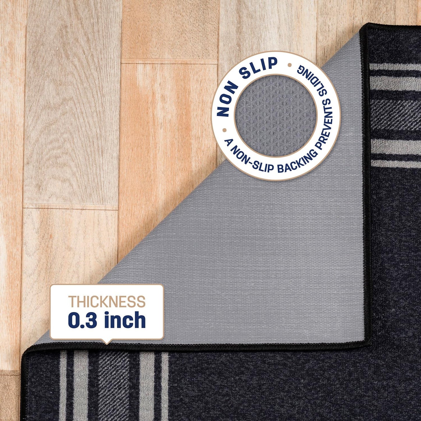Luul Home Modern Bordered Non Slip Indoor Rugs for Living Room 3x5 Area Rugs for Kitchen, Rug for Bedroom, and Hallway, Stain Resistant Easy Cleaning Non Shedding Black 3 x 5