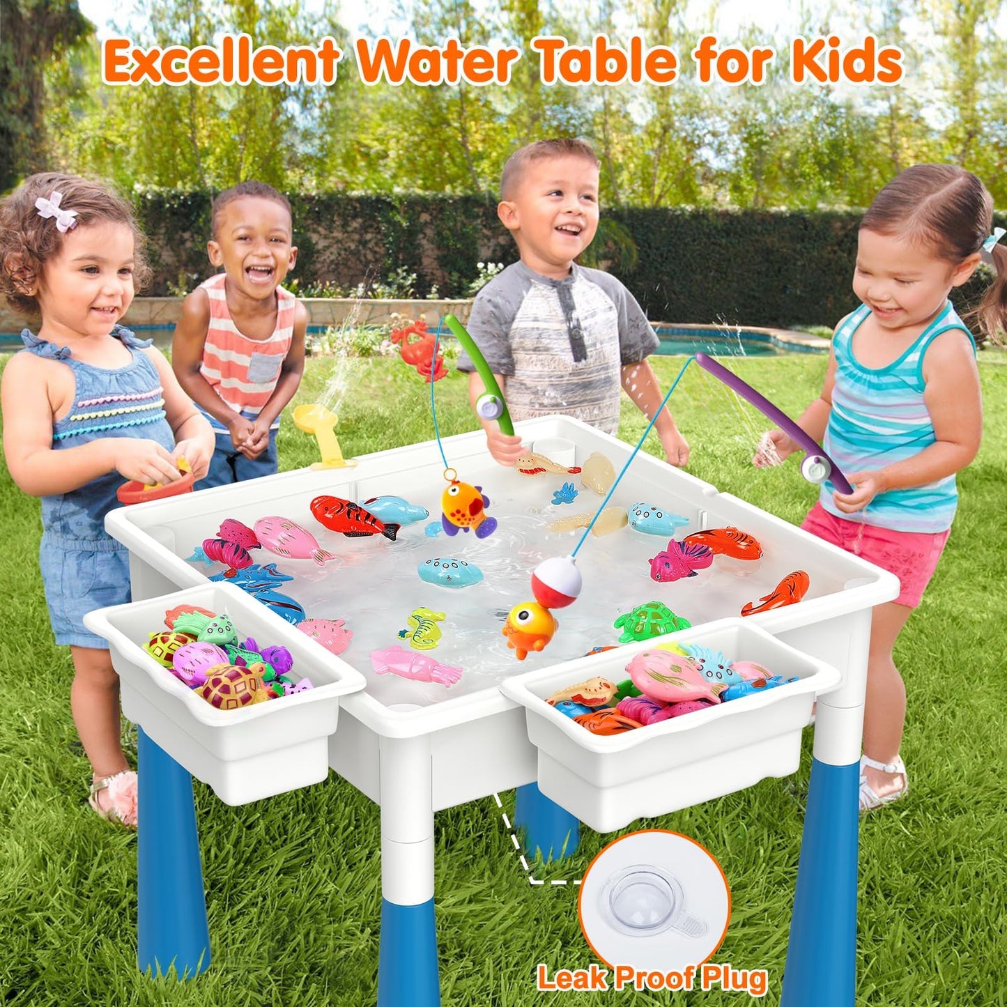 arscniek Toddlers Activity Table 7 in 1 Kids Activity Tables and 4 Chairs with 152Pcs Large Marble Run Building Blocks, Sand/Water Tables, Kids Learning Play Table Toys for Girls Boys Toddler Age 3-7