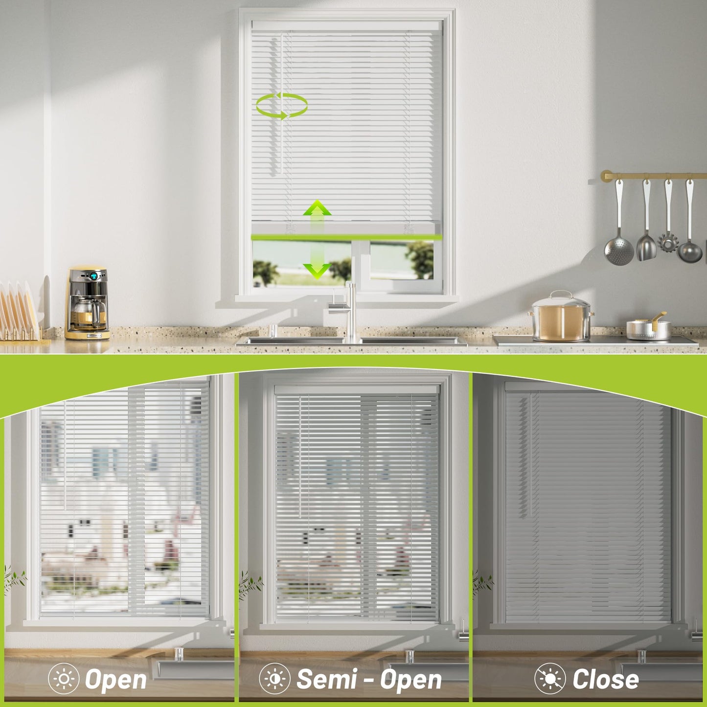 SZXIMU Window Blinds 30" W X 64" H, 1" Cordless Blinds for Indoor Windows, Room Darkening Mini Blind, Horizontal Blinds & Shades White for Home Bedroom Living Room Office Kitchen