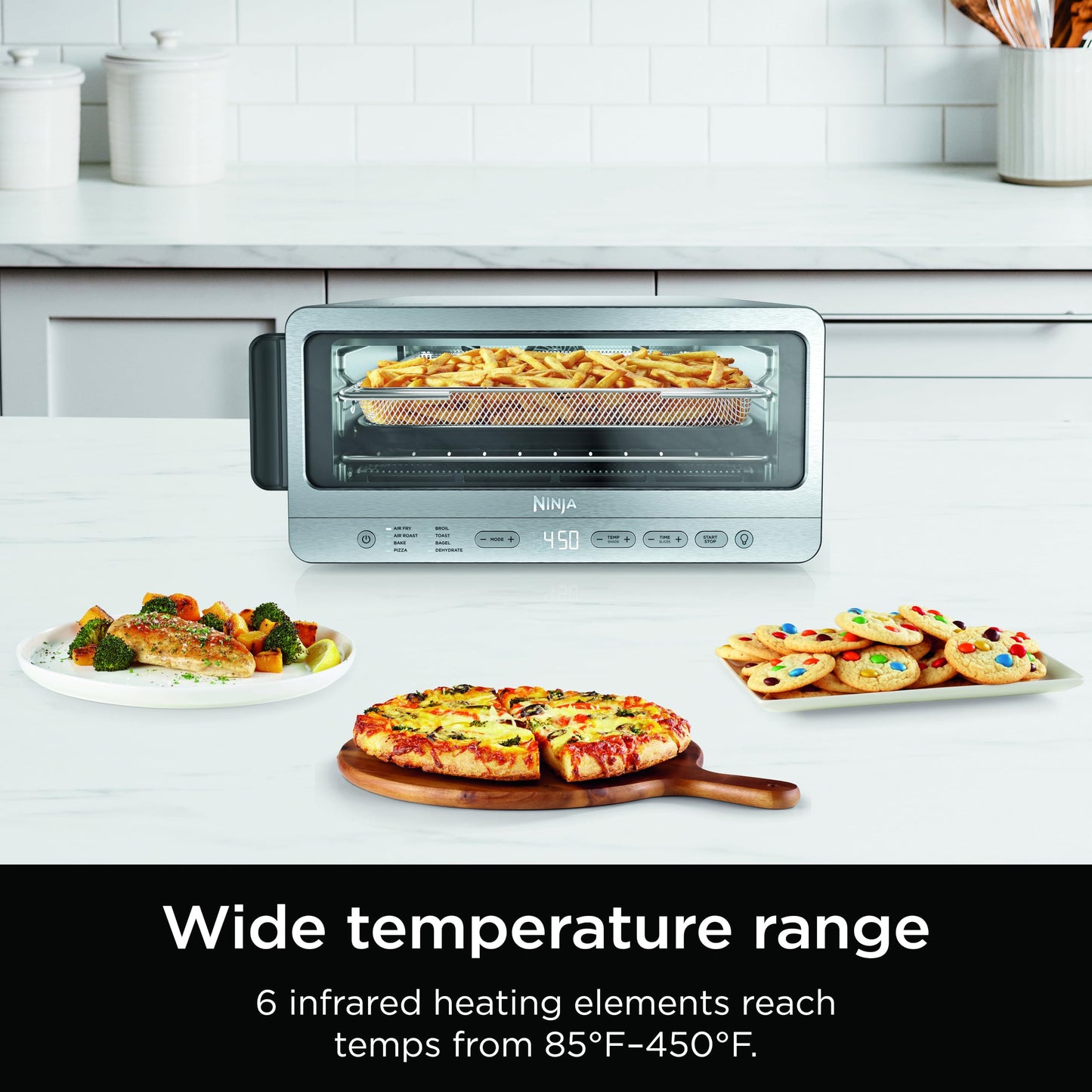 Ninja Air Fryer Toaster Oven Combo | 8-in-1 Functionality | Flip Up & Away for Storage Space | Air Fry Basket, Sheet Pan, Wire Rack & Removable Crumb Tray |1800 Watt | Stainless Steel | SP151