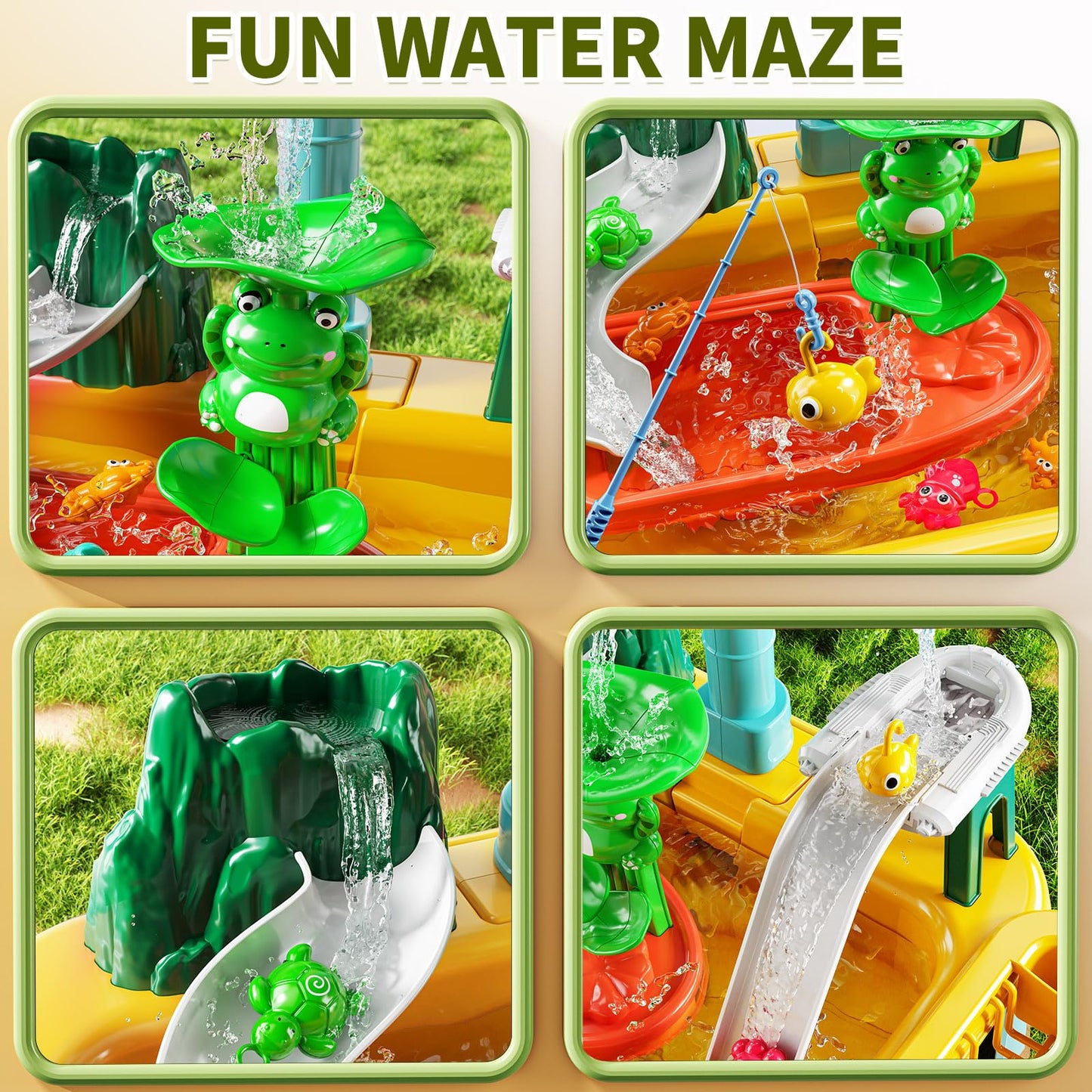 KIZONLY Water Play Table Toy for Toddlers 1-3 4-8 Years Old, Kitchen Sink with Pump and Flowing Water, Fishing Games Outside Sensory Gift Toys for Kids 2 3 4 5 6 7 8 Boys Girls