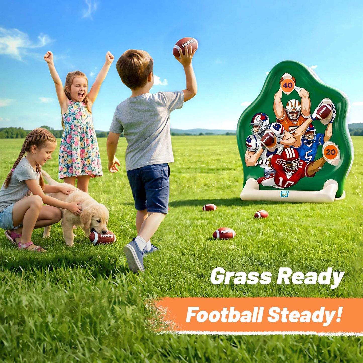 Funscape Kids Fun Pool Toys, Inflatable Football Toss Target Game, Swimming Pool Floats, Beach Yard Outdoor Water Play, Summer Party Birthday Sport Gift 3 4 5 6 7 8 9 12 Yrs Boy Girl Teen