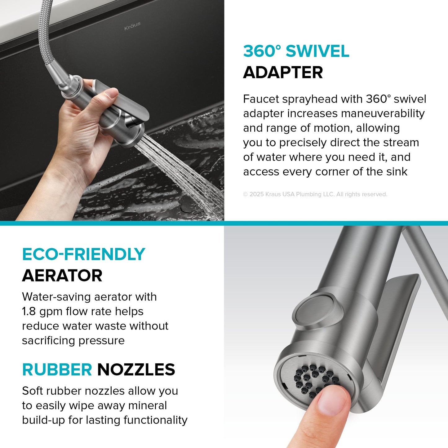 KRAUS Artec Pro Commercial Style 2-Function Single Handle Pull Down Kitchen Faucet with Pot Filler in Spot-Free Stainless Steel/Matte Black, KPF-1605SFSMB