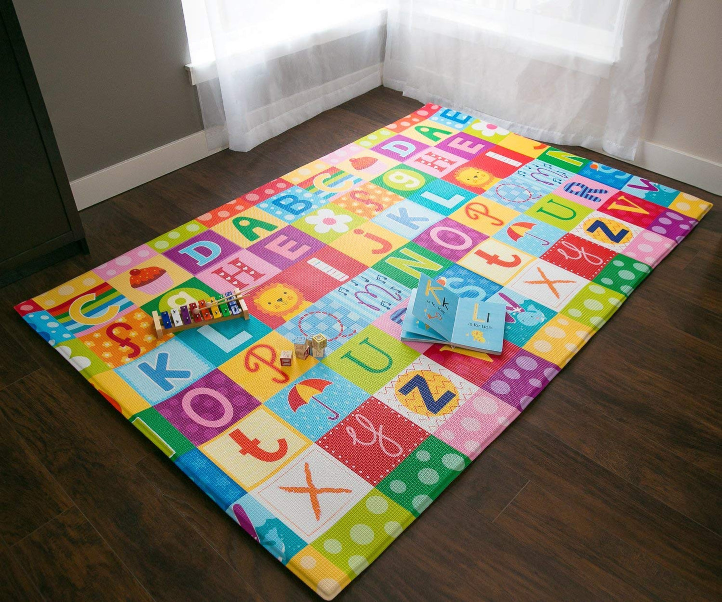 Baby Care Play Mat (Large, Playful - Magical Island) 82'' x 55'' Original One-Piece Reversible Rollable Waterproof Play Mat for Infants, Babies, Toddler, and Kids