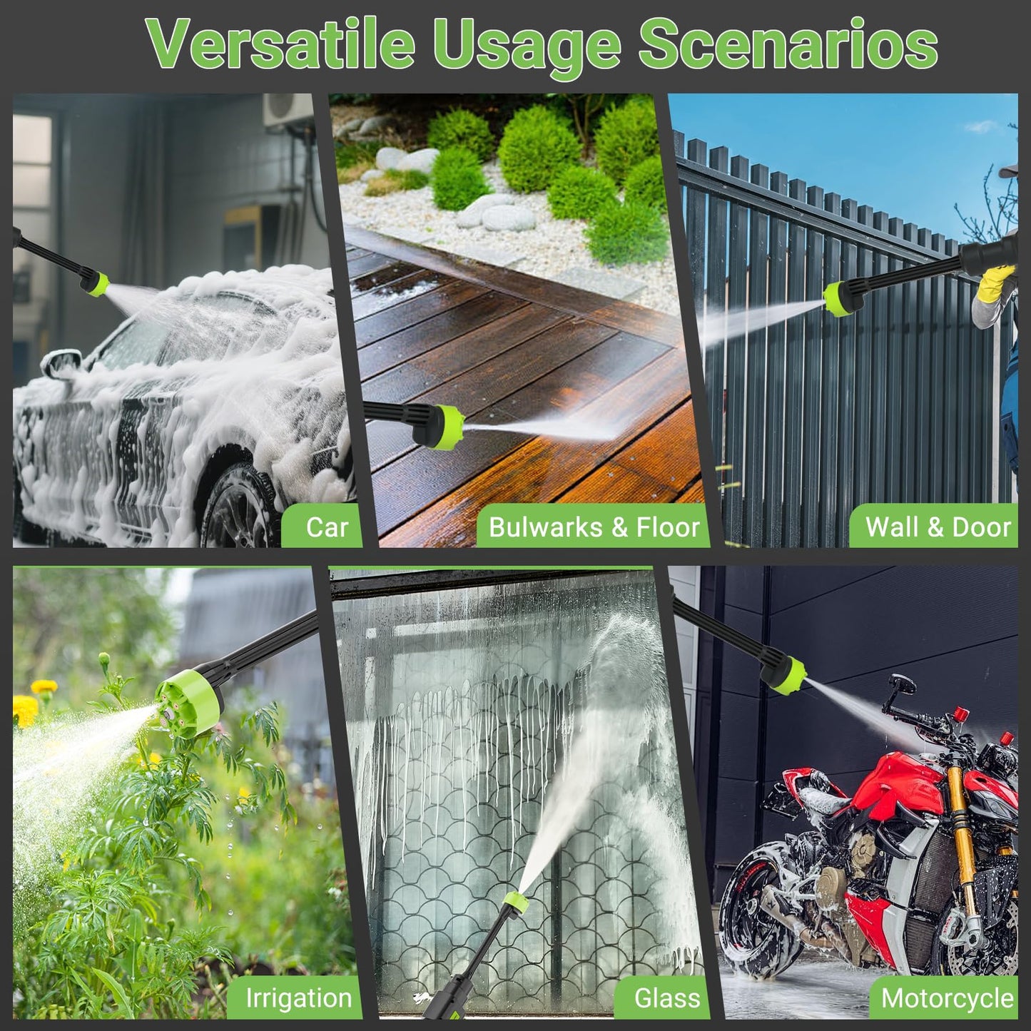 Cordless Portable Pressure Washer, 4.0Ah Battery-Powered Handheld Power Cleaner with 1200 PSI Brushless Motor, 6-in-1 Nozzle & 3-Speed Settings, LCD Display, for Car, Garden, Patio, Fence
