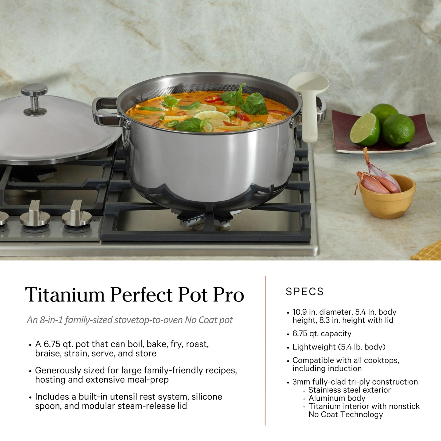 Our Place Titanium Pro Cookware Set | 10-Piece Pots and Pans Set with Always Pan Pro, Perfect Pot Pro & Minis | Non-Toxic No-Coating Nonstick | Induction & Oven-Safe up to 1000°F | Chrome