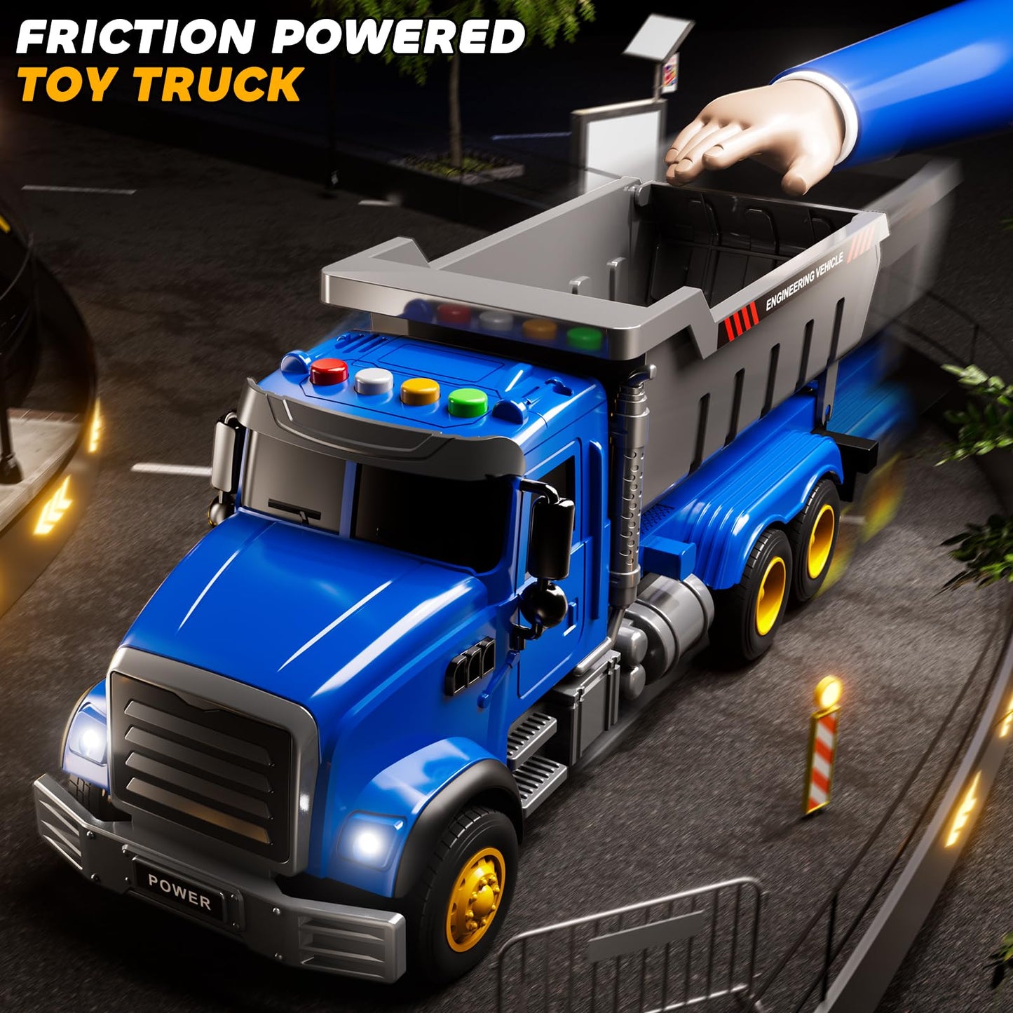 JUKUDAHU Toddler Trucks Toys for Boys 3-5 Years Old, Dump Truck with Lights and Sound, Kids Construction Play Truck, Garbage Truck Car Toys Vehicle Playset for Kids Aged 3 4 5 6 7 8