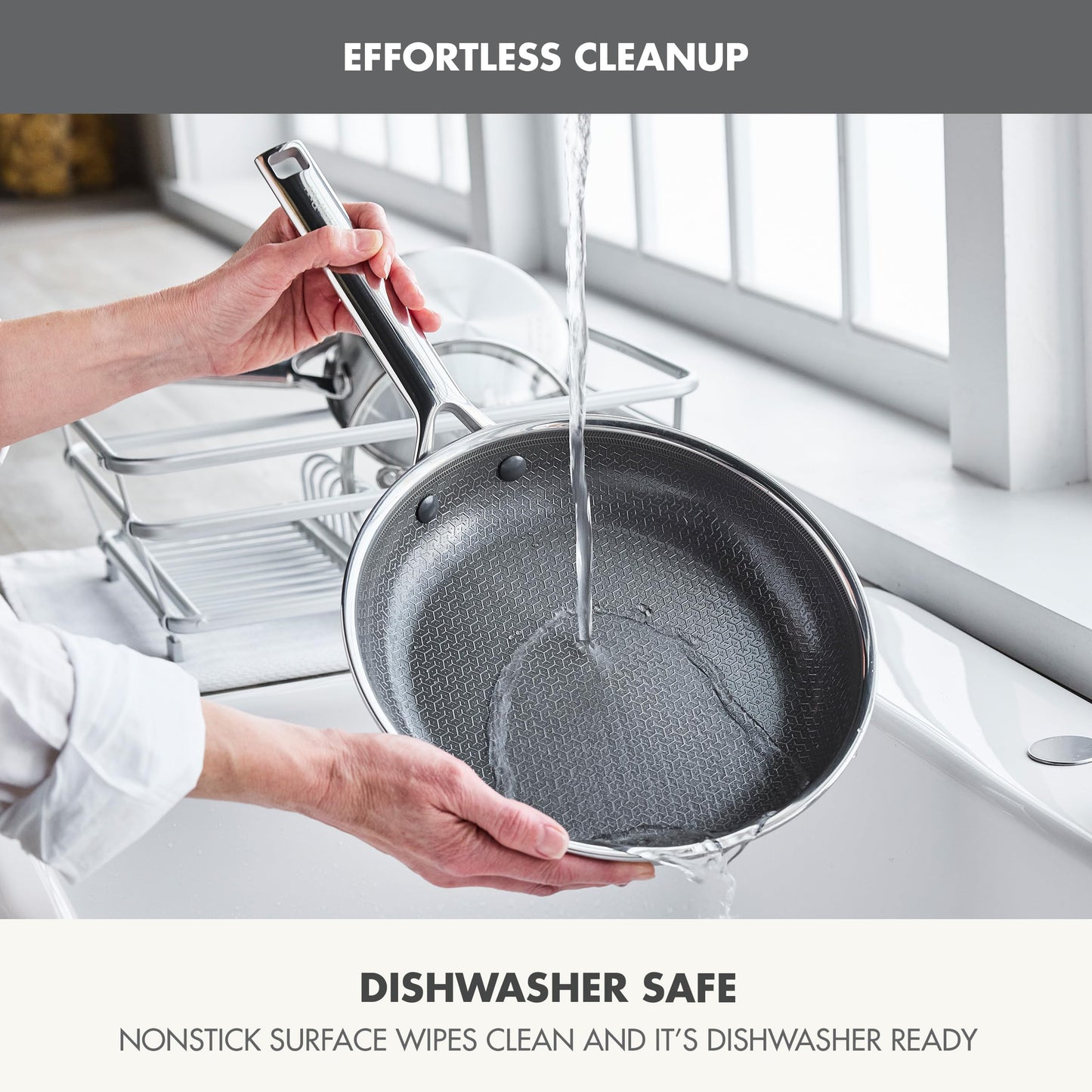 GreenPan Hybrid 9.5” & 11” Nonstick Stainless Steel Frying Pan Set, APEX Tri-Ply Thermobond PFAS-Free Ceramic Skillets, Induction & All Cooktop Compatible, Oven Temp to 850°F, Dishwasher Safe, Silver
