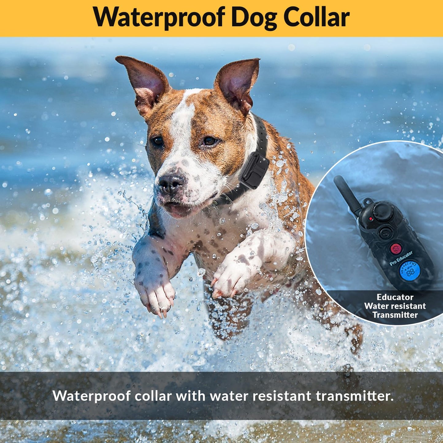 Educator Pro 1/2 Mile Dog Training Collar with Ergonomic Remote, Safe Humane Vibration Stimulation, Pavlovian Tone, Waterproof, Odorproof Biothane Collar, Night Light, Rechargeable, 1 Dog, Black