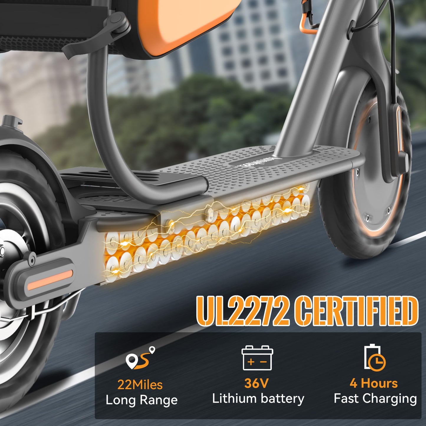 Aovowheel Electric Scooter for Adults, Folding E Scooter with 350W Motor 19 Mph Top Speed, Max 23 Miles Long Range, 8.5'' Solid Tires Commuting Scooters with Dual Brakes System, APP