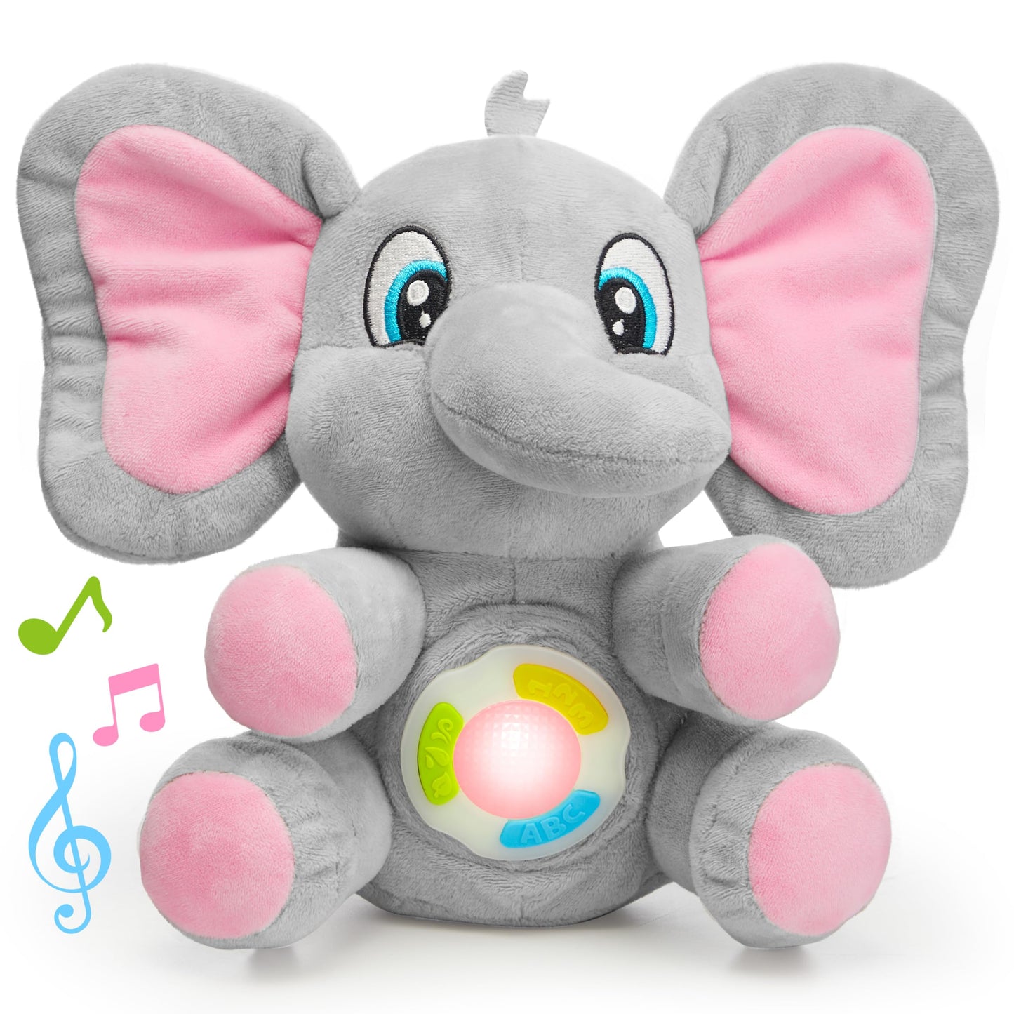 JOYIN Musical Elephant Plush Baby Toy, Stuffed Animal with Music & Light, Baby Musical Soft Plush Toys for Infant Babies, Easter Birthday Gifts for Boys and Girls 6+ Months