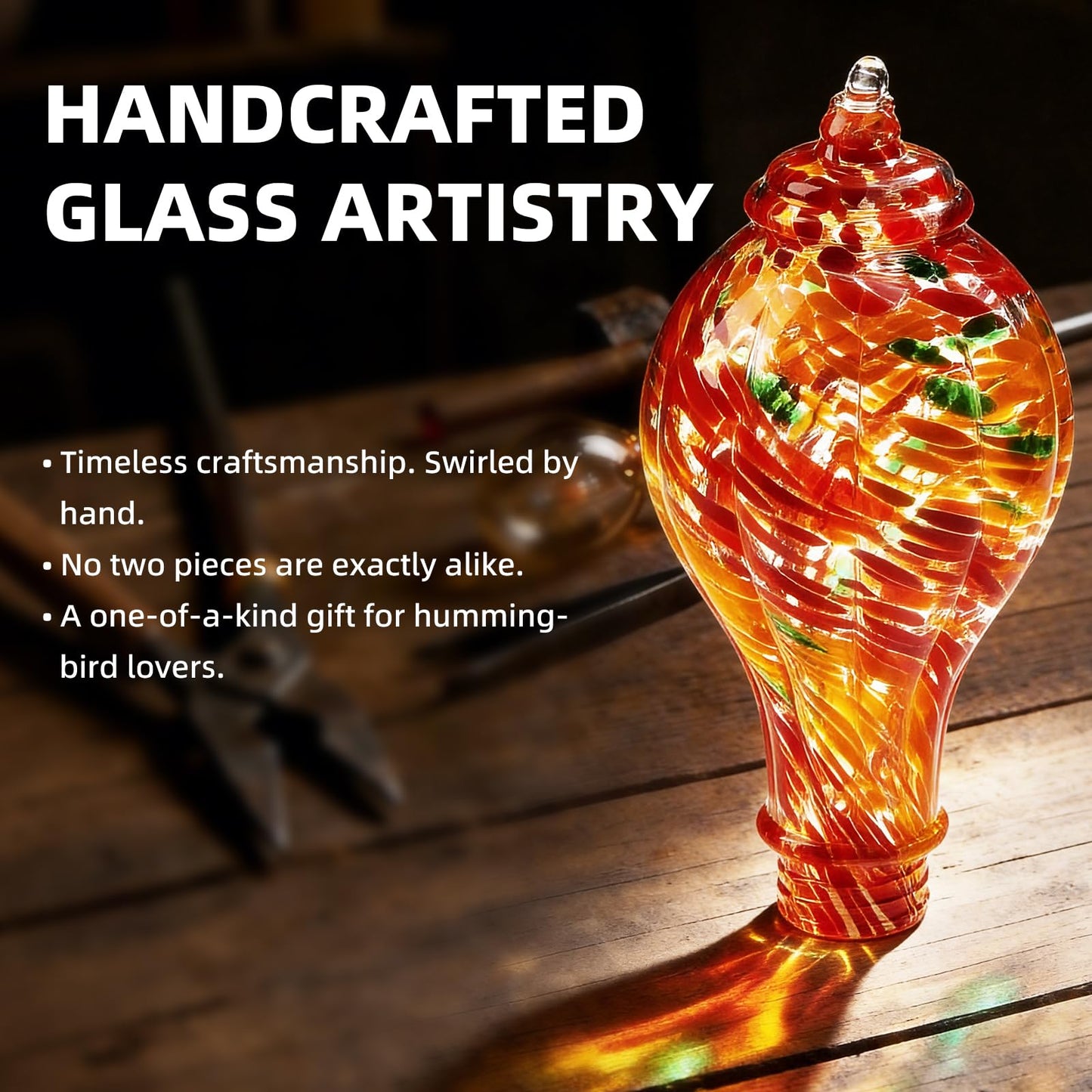 Smart Hummingbird Feeder with Camera, Solar Powered 2K HD Live View Glass Station, AI Bird ID & Motion Alerts, Auto Nectar Monitor, Leakproof Water Moat, Outdoors Hanging Gift (2.4GHz Wi-Fi Only)