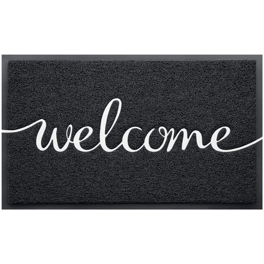 CozyBounty Black Door Mat Welcome Mats Outdoor Indoor Non-Slip Doormat for Entryway Low-Profile Floor Mat for Yard, Garage, High Traffic Areas (36"x24", Black)