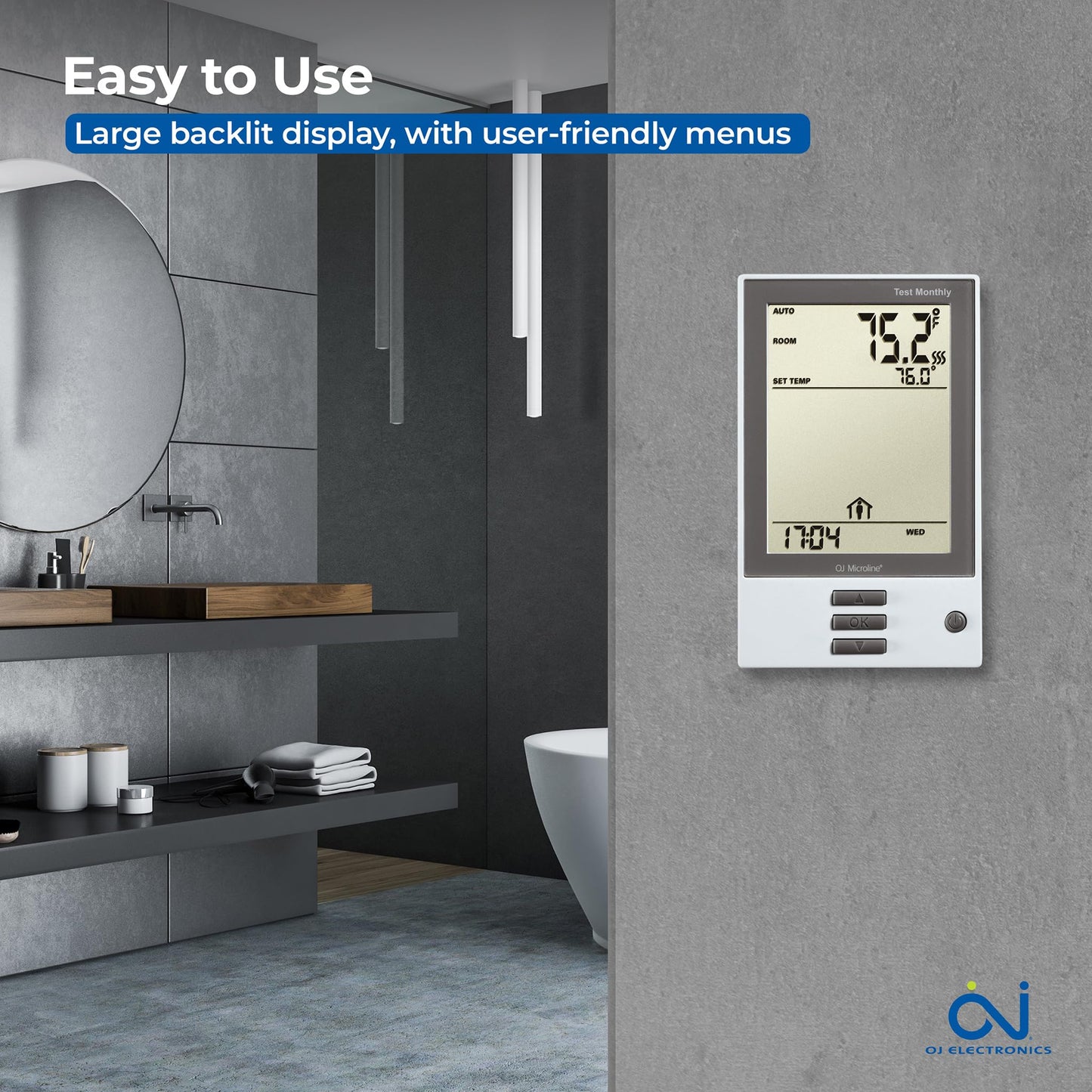 OJ Microline UDG Programmable Thermostat for Heated Floor w/Class A GFCI - 120/240v in Floor Heater Thermostat - Dual Sensing - Includes a Flooring Sensor - 3-Year Warranty & USA Product Support