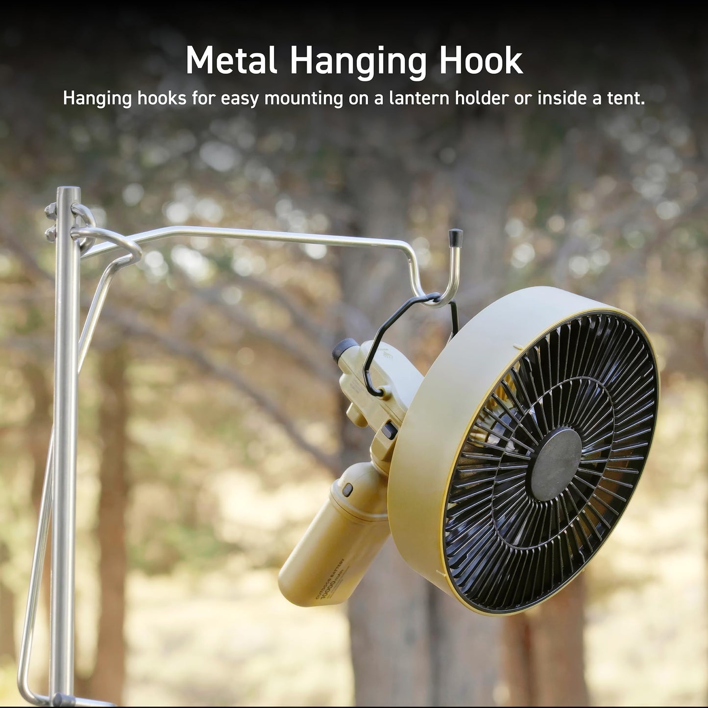 NESTOUT Outdoor Camping Fan with Tripod, 4 Speed Settings & Breeze Mode, 3 Angle Oscillation, 90° Adjustable Tilt, Timer (30/60/90 mins), USB C Compatible, Portable Tent Fan (Black Full Kit)