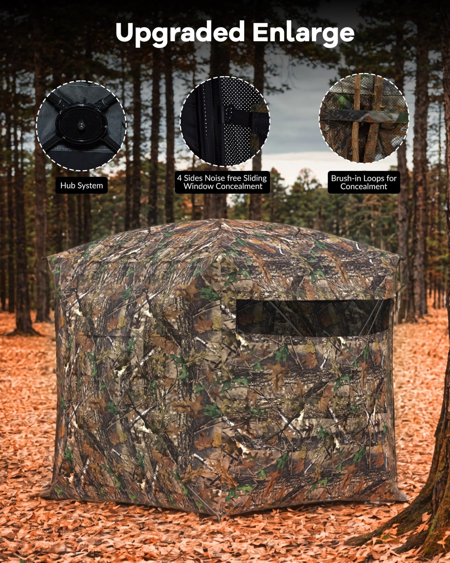 ChicCoutured Hunting Blinds- Portable 2-3 Person 270 Degree See Through Hunting Blind with Carrying Bag, Outdoor Turkey Gear, Ground Hunting Tent for Deer & Turkey Hunting
