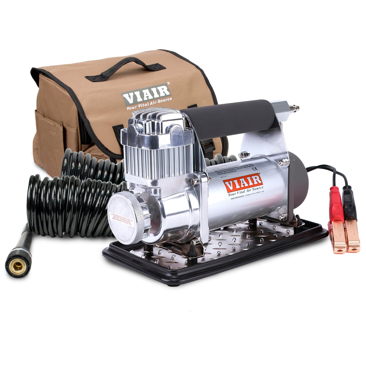 VIAIR 400P-RV - 40047 Tire Inflator Portable Air Compressor with RV Inflation Gun, 90 Degree Chuck | 12V Tire Pump Air Compressor Portable Heavy Duty 150 PSI, up to Class C Tires, Alligator Clips