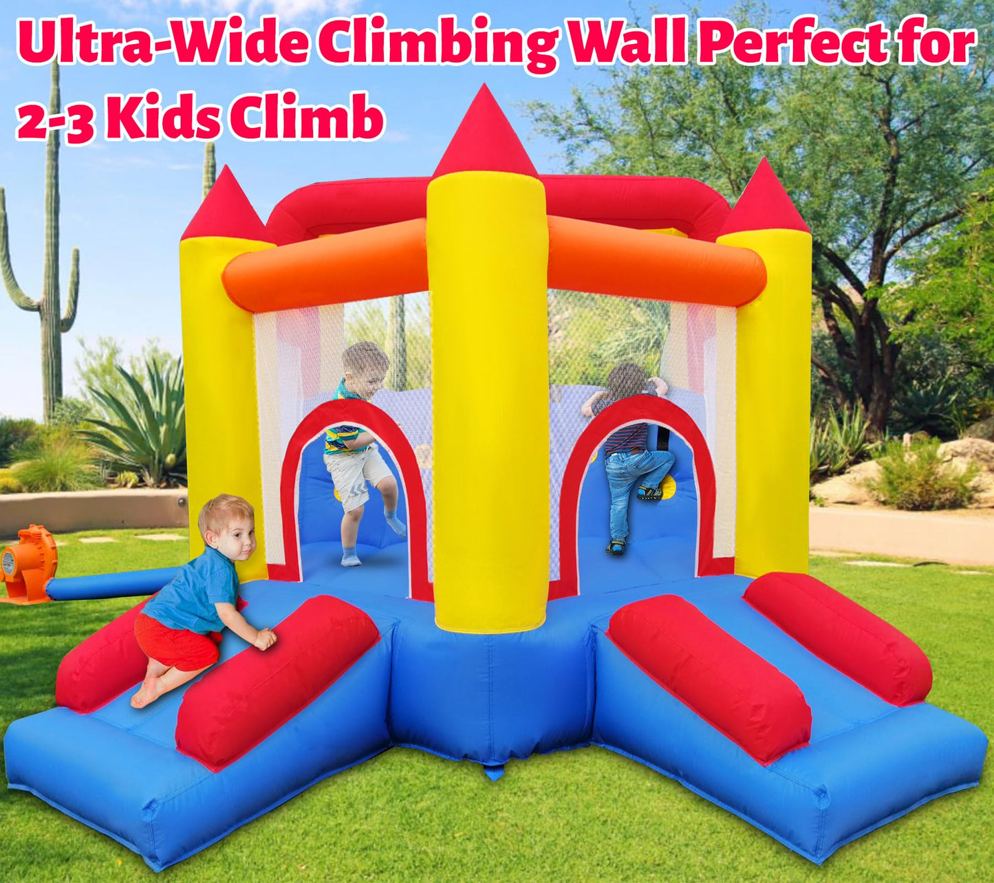 Umbalir InfIatable Bonuce House with 4 Slides & Large Splash Pool, Water Park with Ultra-Wide Climbing Wall, Jumping, Water Cannons & Surprise Water Sprayers for 3-10 yr Kids(20.6'Lx9.6'Wx6.4'H)