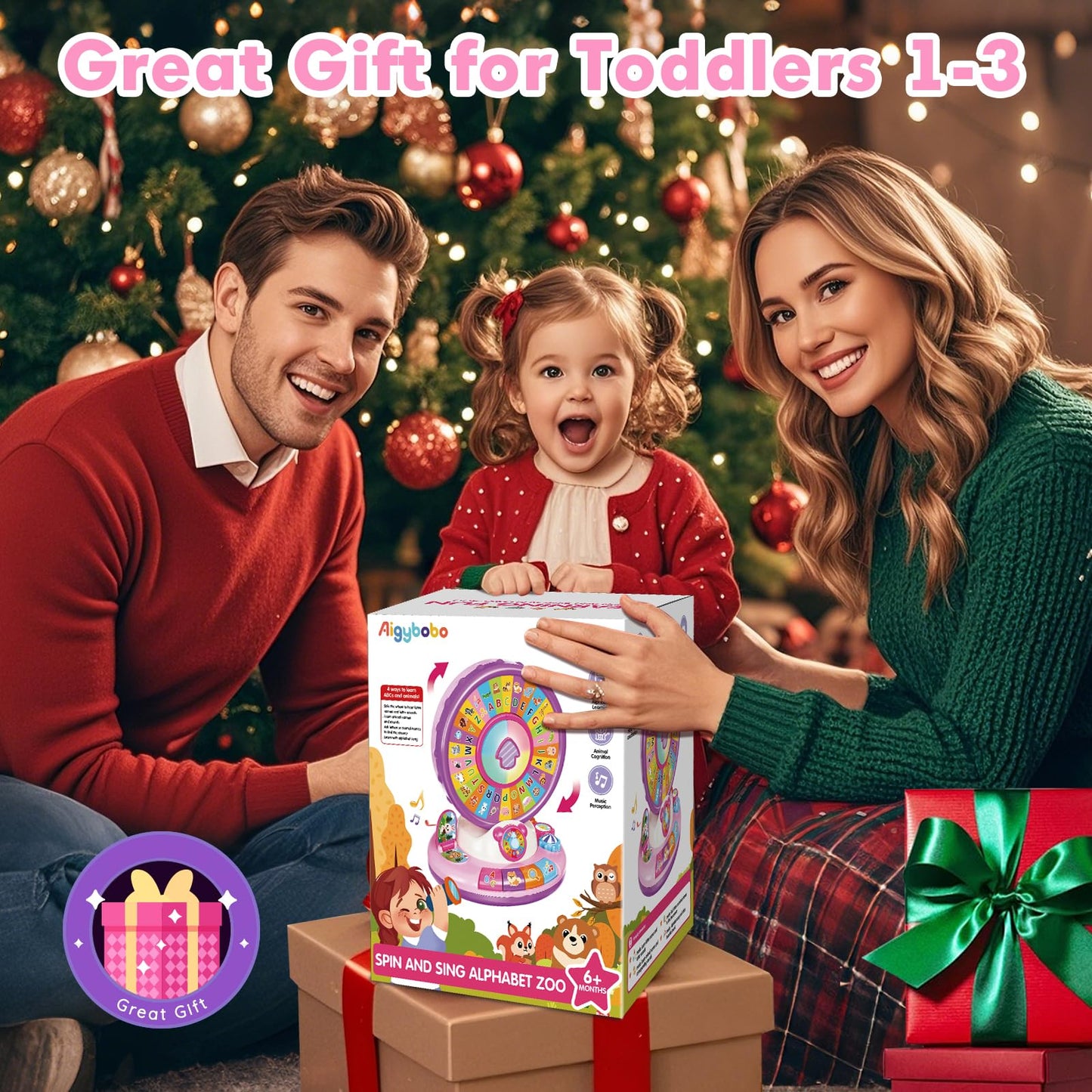 Learning Toys for 1 2 3 Year Old Boy Girl, Spin and Sing Alphabet Zoo with Sounds for Toddler 1-3, Educational Development Toy for Kid, Christmas Birthday Gifts for Baby 12-18 Months+
