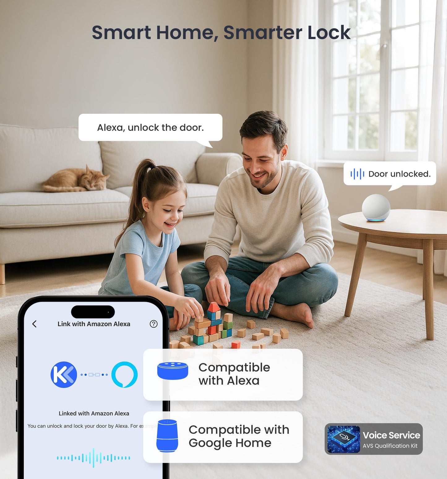 Veise VE029 WiFi Smart Lever Lock, Fingerprint Keyless Entry Door Lock with Handle, Built-in WiFi, Remote App Control, Electronic Digital Knob for Front Door and Bedroom, IP65 Waterproof, Matte Black