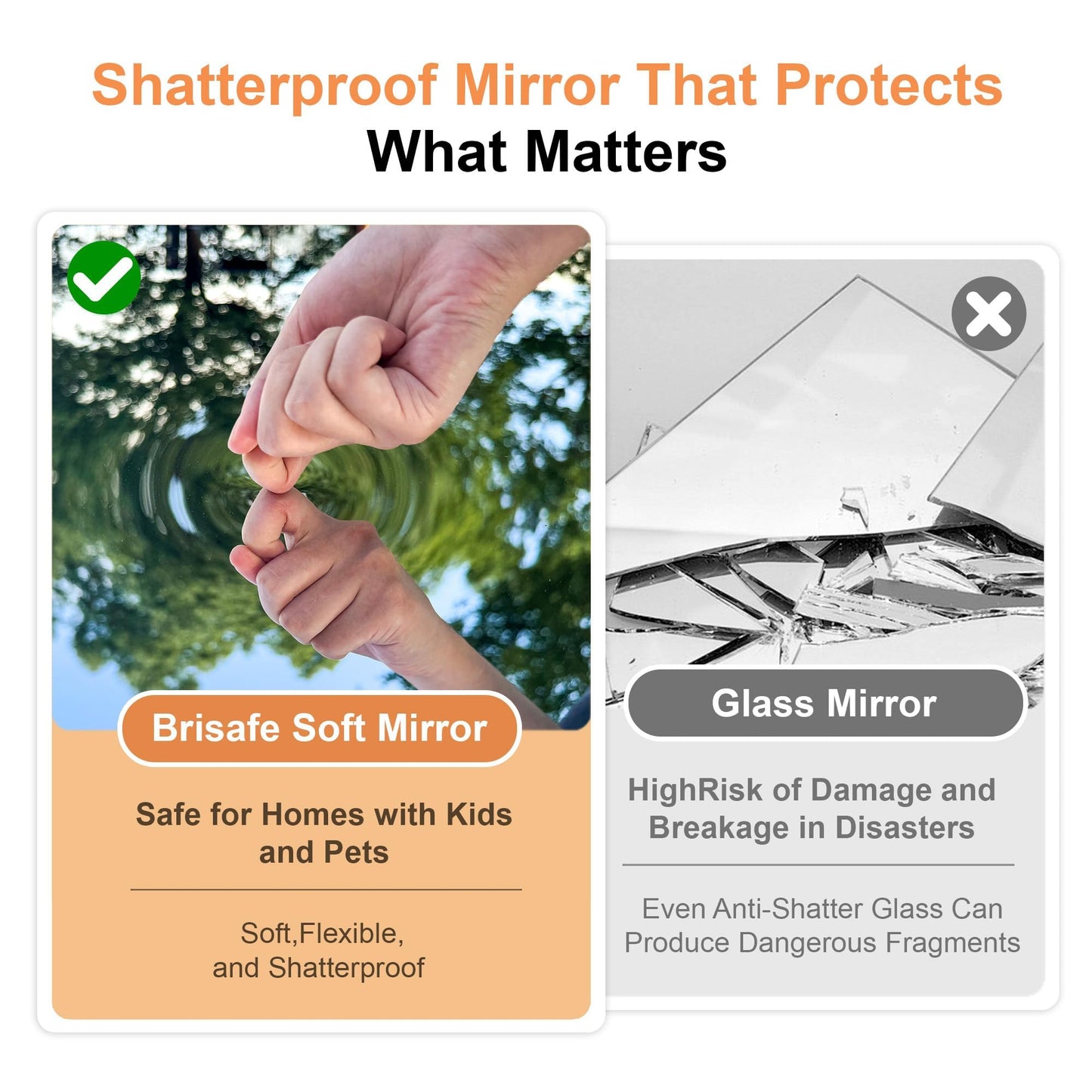 brisafe 2PCS 79"x47" Ultra-Light Wall Mirror for Home Gym & Yoga Studio, 9.9LB Shatterproof Full-Length Mirror with 0.04mm Nano Film, Easy Installation & Commercial Use (60% Insurance Savings)