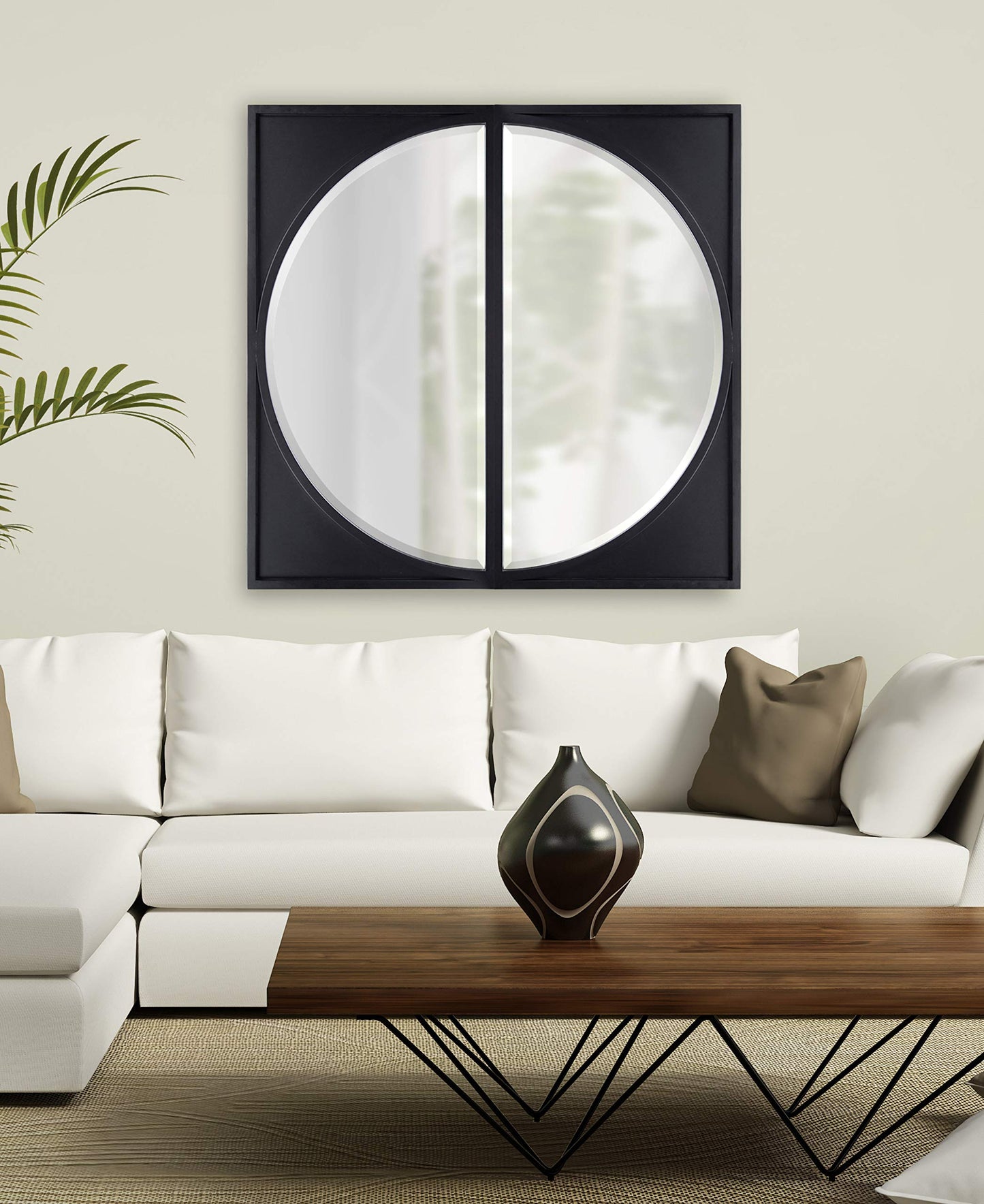 Kate and Laurel Andover Casual Framed Arch Mirror with Beveled Edge, Black, 42x21.5, Modern Farmhouse Home Decor for Entryway, Living Room, Or Bedroom