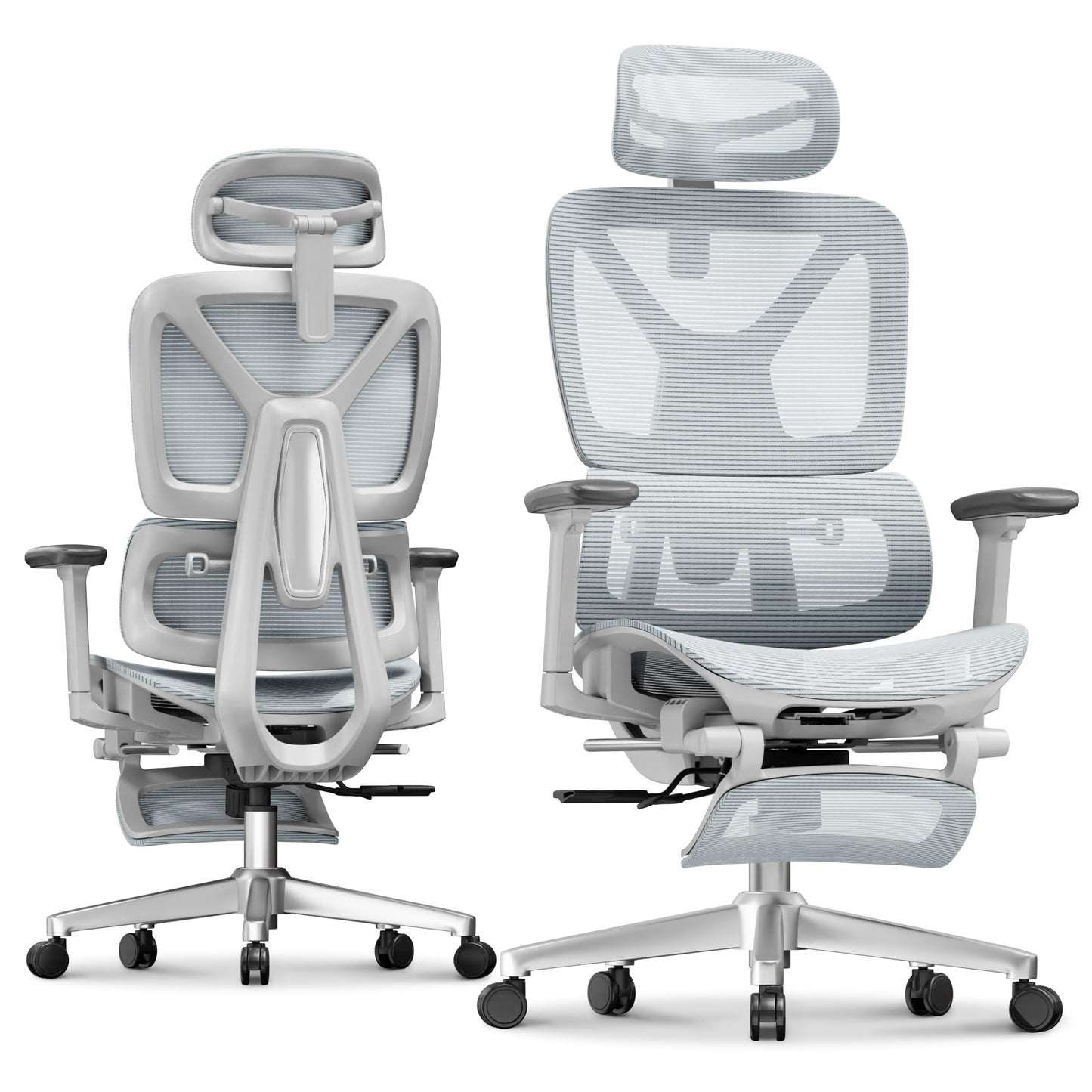 FLEXISPOT ErgoX Premium Ergonomic Office Chair with Footrest- Adjustable 3D Armrests, Dynamic Lumbar Support, Recline & Tilt Function, Mesh Seat, for Home & Office Use,Blue