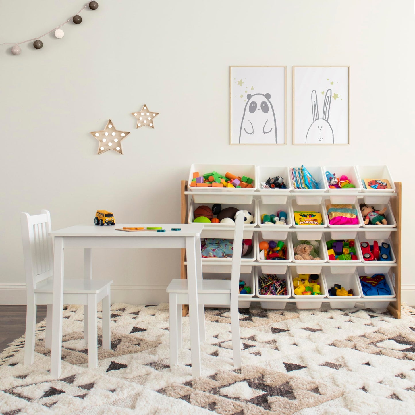 Humble Crew Kids Table and Chair Set, Toddler Activity Table with 2 Chairs for Play, Crafts, Snacks & Learning, Wooden Kids Furniture for Playroom & Bedroom, White