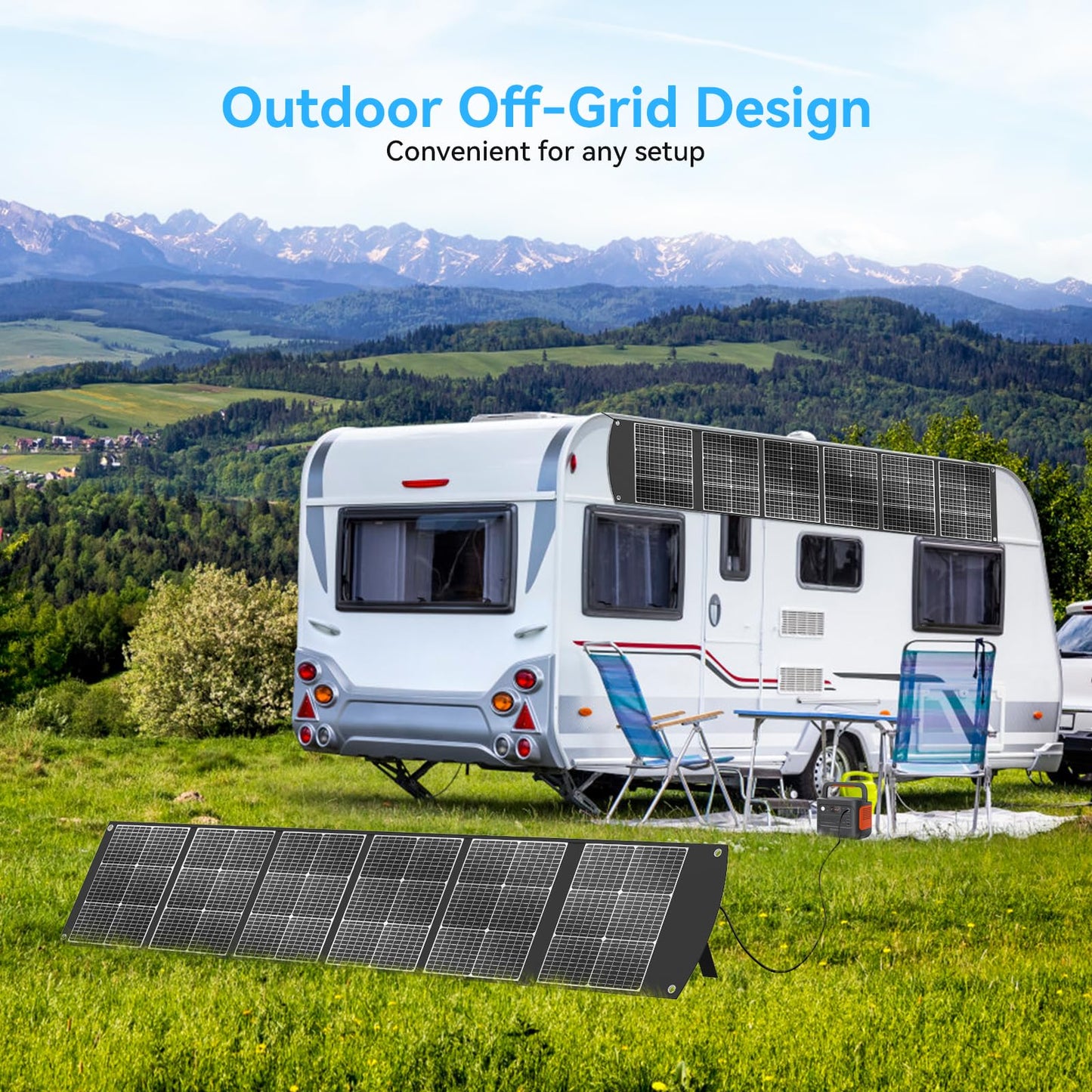 Ecosonique 300W Portable Solar Panel for Most Power Stations, Foldable & Lightweight Solar Suitcase with Kickstands, 40V MC4 & Multi-Output for Solar Generators, RVs, Camping, and Outdoor Use