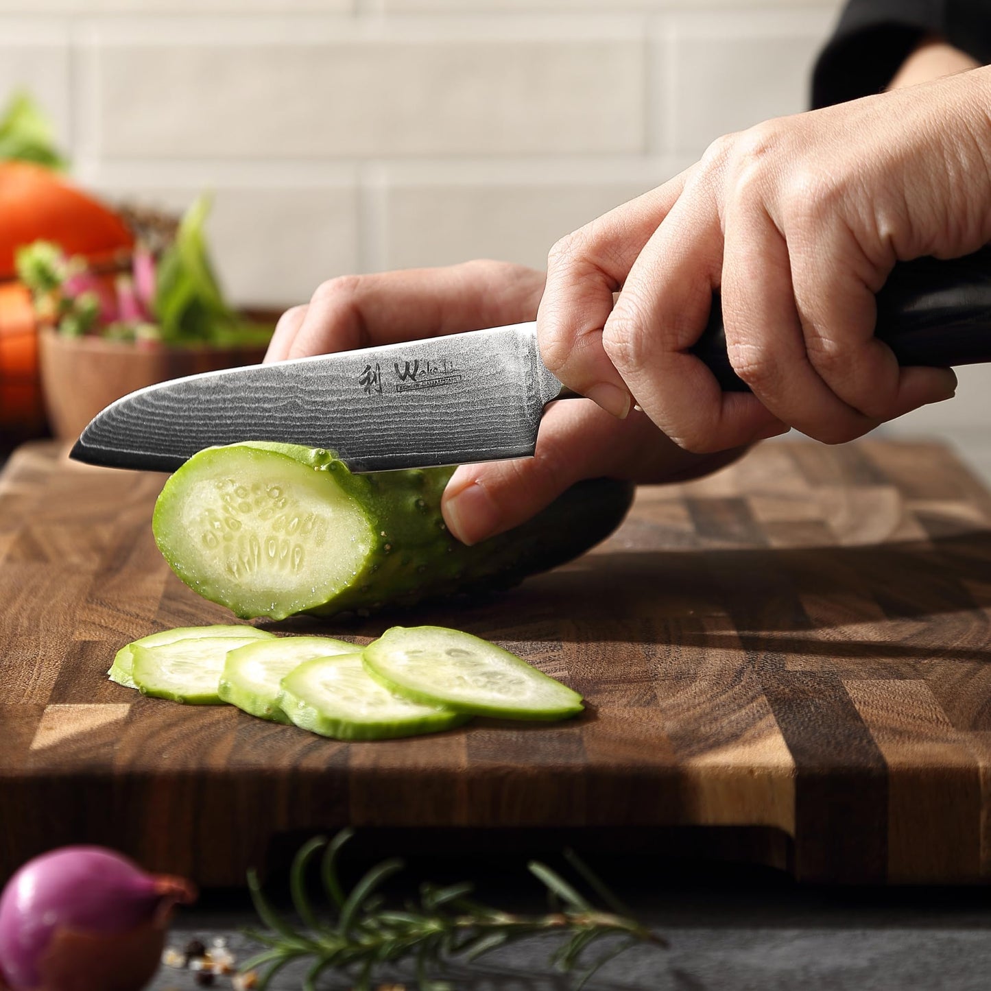 Wakoli Mikata 4-Piece Damascus Knife Set – Professional Kitchen Knife Set with VG10 Core, 67-Layer Damascus Steel and Ergonomic Micarta Handles – Premium Kitchen Knives in Gift Box