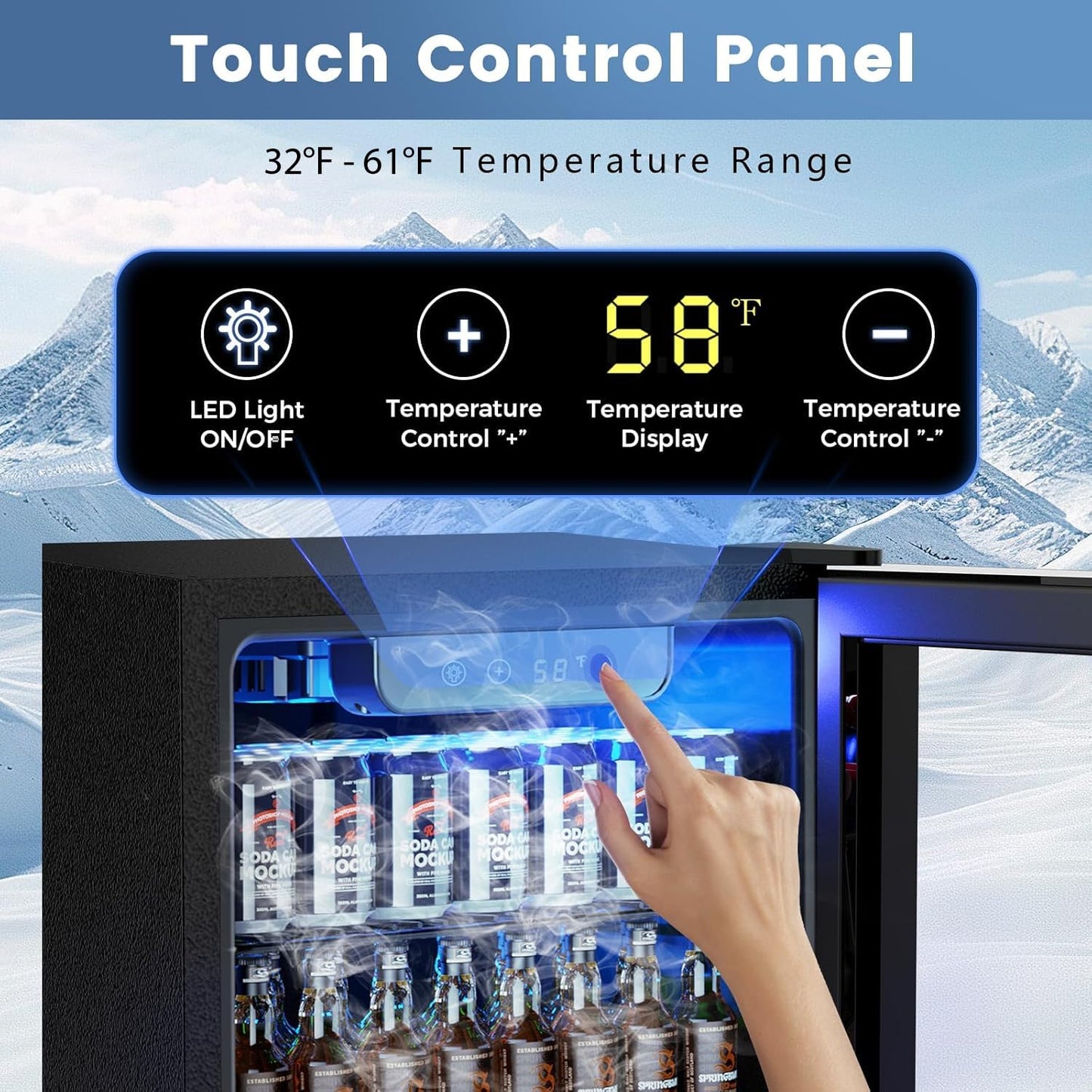 Electactic Mini Fridge 130 Can Beverage Refrigerator Cooler, 3.1 Cu.Ft Drink Fridge for Soda Wine Beer, Adjustable Temperature Control for Home Office, Black