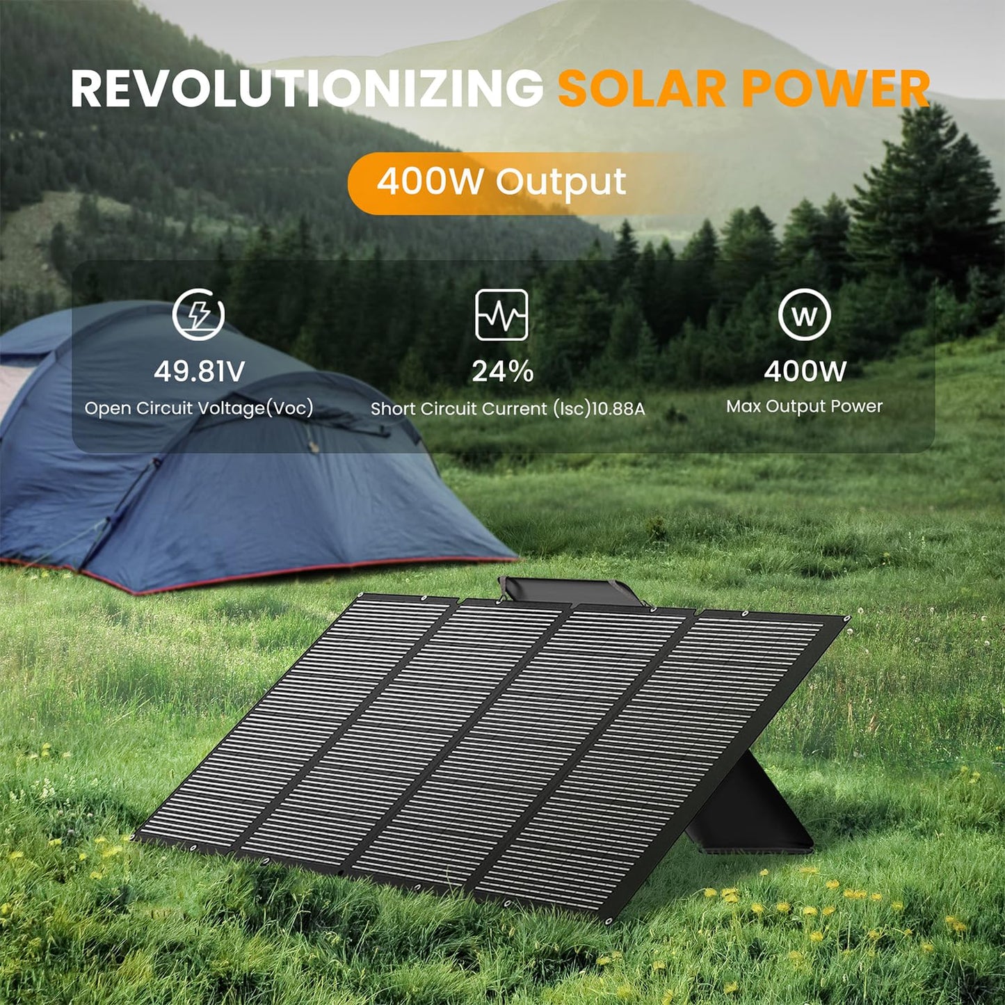 NURZVIY 400 Watts Foldable Solar Panel, Luggable & Durable, Portable 400W Solar Charger Complete with Adjustable Stand Case, 40V Waterproof for Off-Grid Camping RV/Campervan Solar Generator