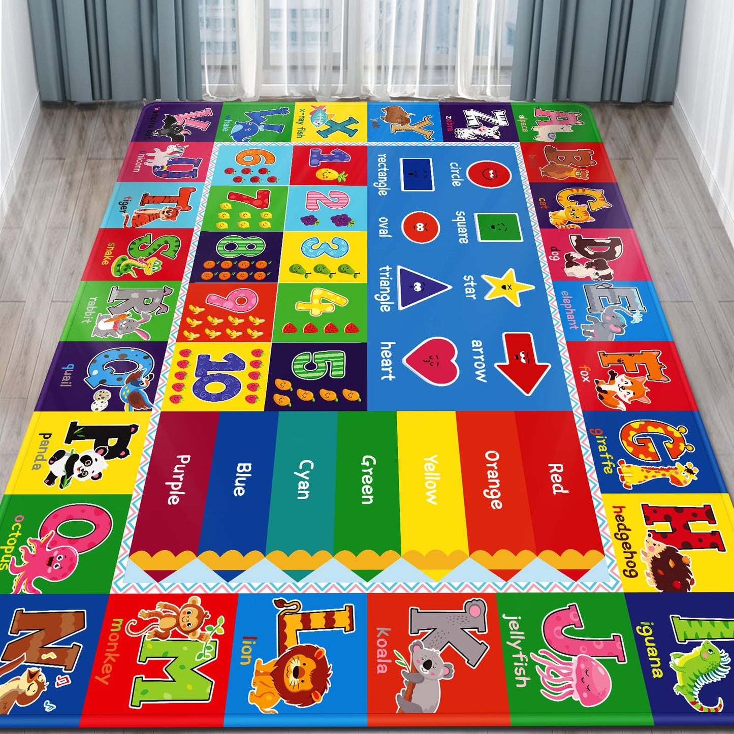 LTKOUGFAM Kids Rug for Playroom, 5'X7' ABC Educational Play Mat, Non-Slip Soft Rugs for Kids Room, Toddler Baby Nursery Floor Rug for Bedroom, Classroom, Alphabet Carpet for Boys Girls