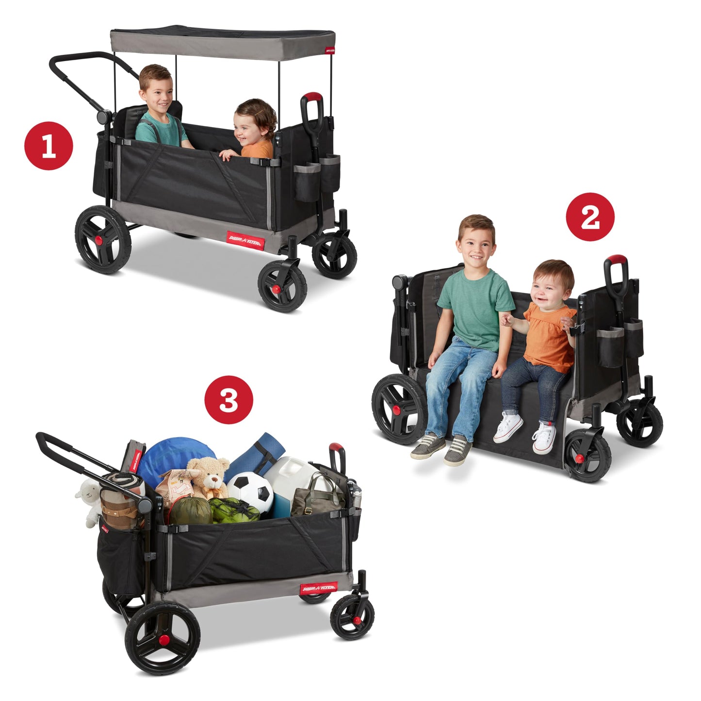 Radio Flyer Wagon for Kids, Baby Stroller, Outside Toys for Toddlers 1-3, Rolling Cart, Beach Cart with Wheels, Trav'ler Stroller Wagon with Protective Cover, for Ages 1+ Years