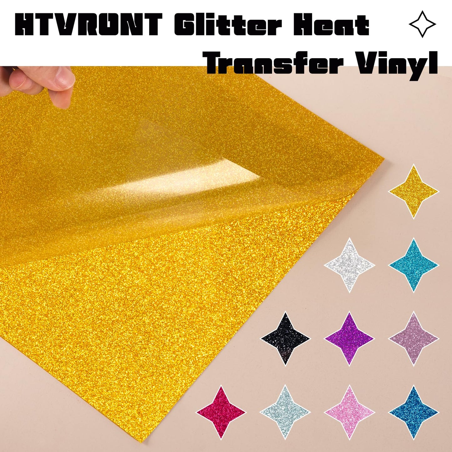 HTVRONT Automatic Heat Press 2 Bundle - Automatic Heat Press 2 & 15 Pack 12" x 10" Glitter Heat Transfer Vinyl