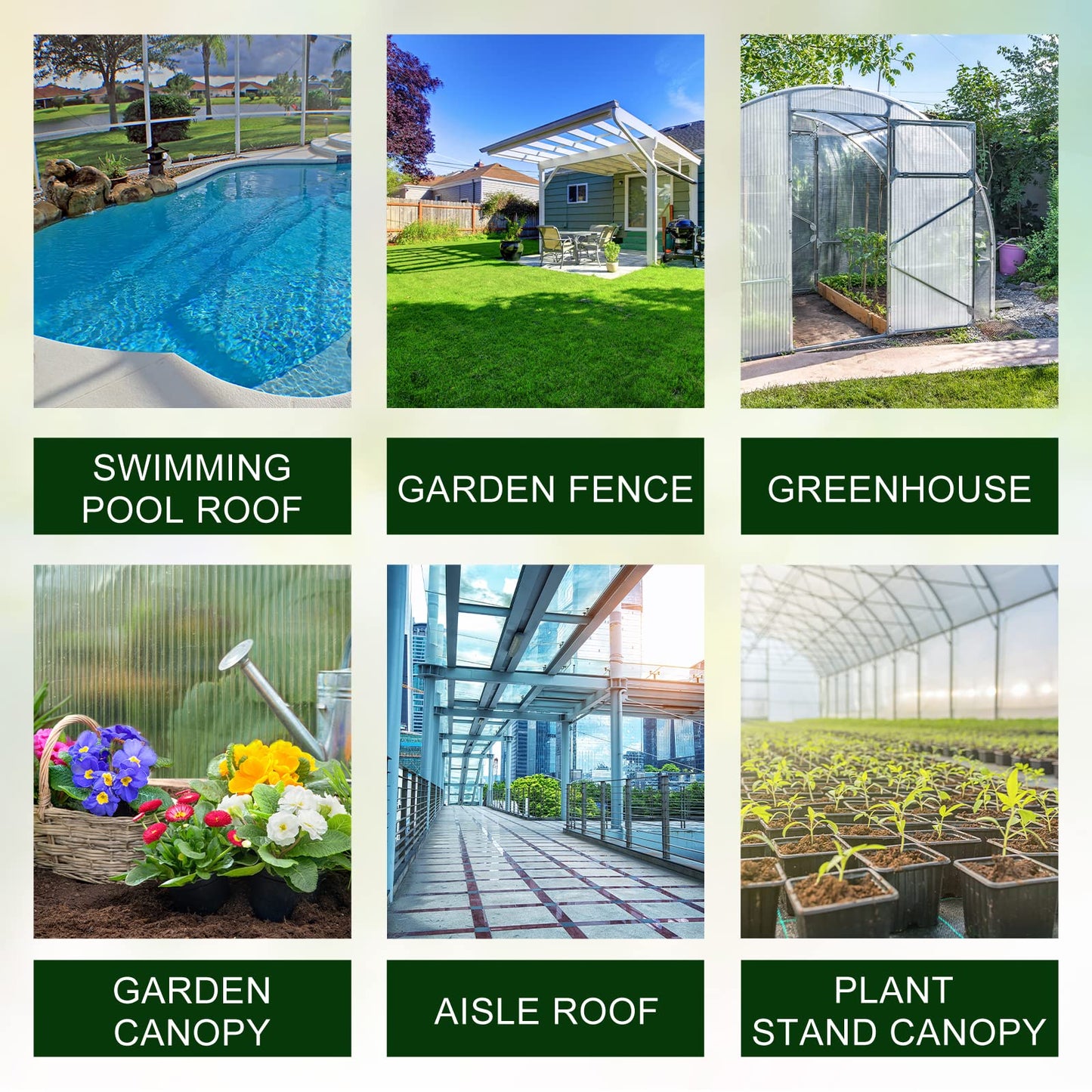 Tatuo 12 Pack 6' X 2' X 0.24'' Polycarbonate Greenhouse Panels Polycarbonate Sheets Twin-Wall Roof Panels Waterproof UV Protected Clear Corrugated Plastic Roofing for Greenhouse Replacement