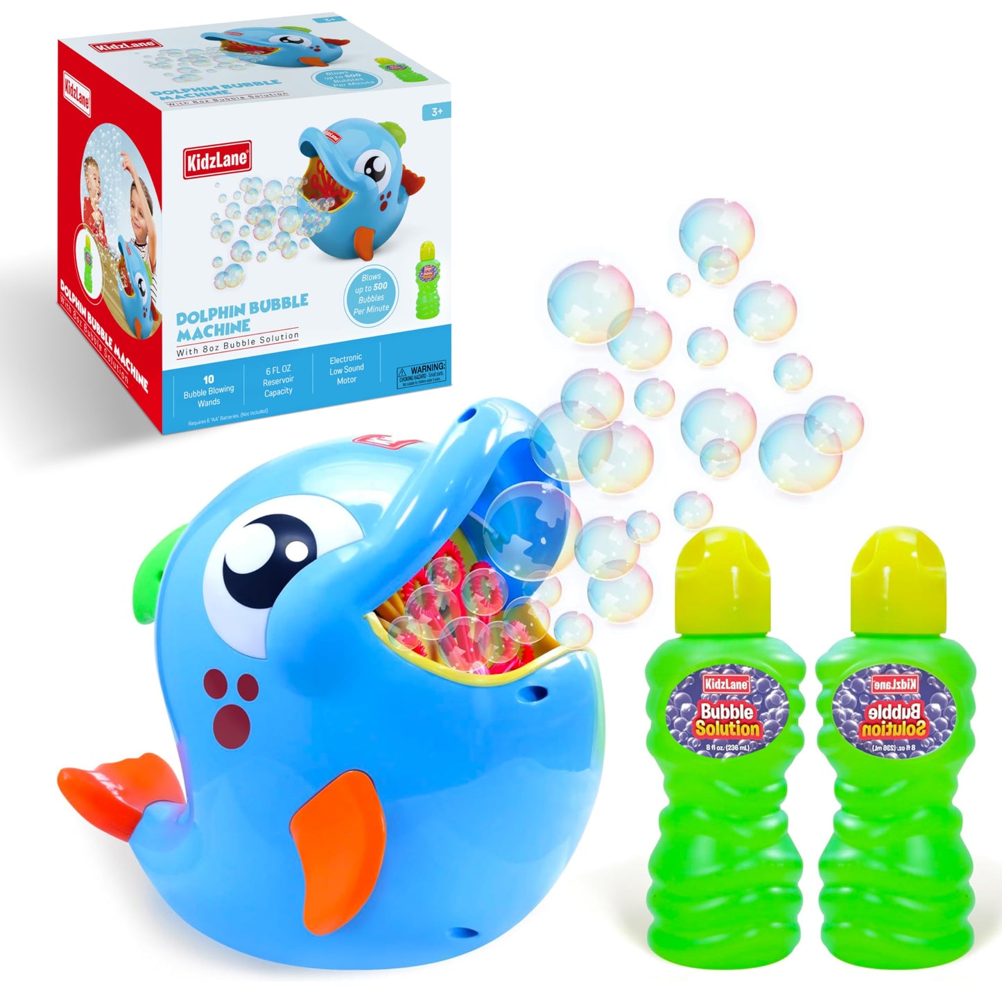 Kidzlane Bubble Maker Machine for Kids - Big Bubbles Speed Blower for Toddler's Outdoor Party Play - Makes 500 to 1000 per Minute (Bubble Dolphin) - Easter Basket Filler and Easter Gift for Children