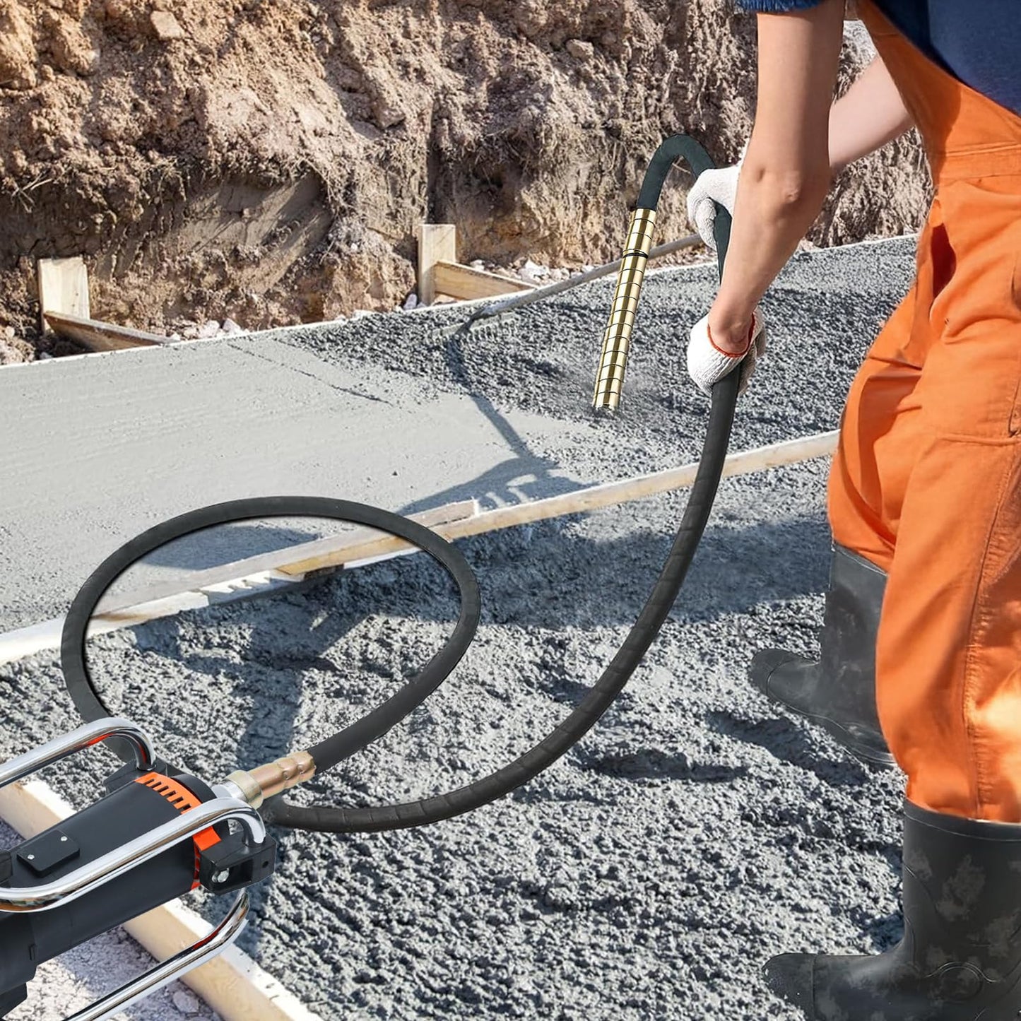 18FT Electric Vibrator Concrete Handheld,2HP 1700W 18000RPM Powerful Copper Motor Construction Insertion Cement Vibrator Remove Air Bubble,Mix Concrete with Flexible Shaft Long working area