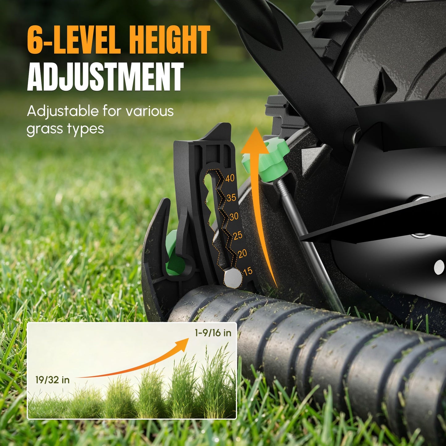 WORKPROX 16-Inch Push Reel Lawn Mower, Adjustable Height 5-Blade Reel Mower with Removable 8-Gallon Grass Catcher for Yards and Gardens, Black