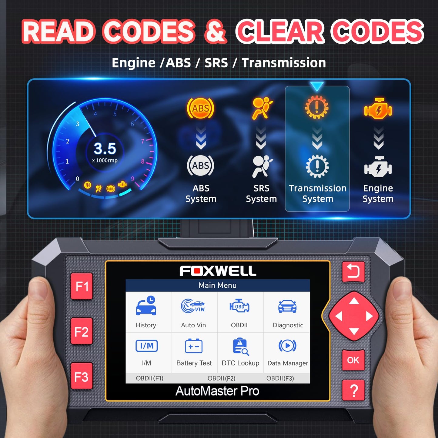 2026 FOXWELL NT604 OBD2 Scanner, Engine/ABS/SRS/Transmission Car Diagnostic Tool, Code Reader for Cars and Trucks, Precise Scan Tool for All Vehicles, EN/ES, Lifetime Free Update, AutoVIN, Live Data