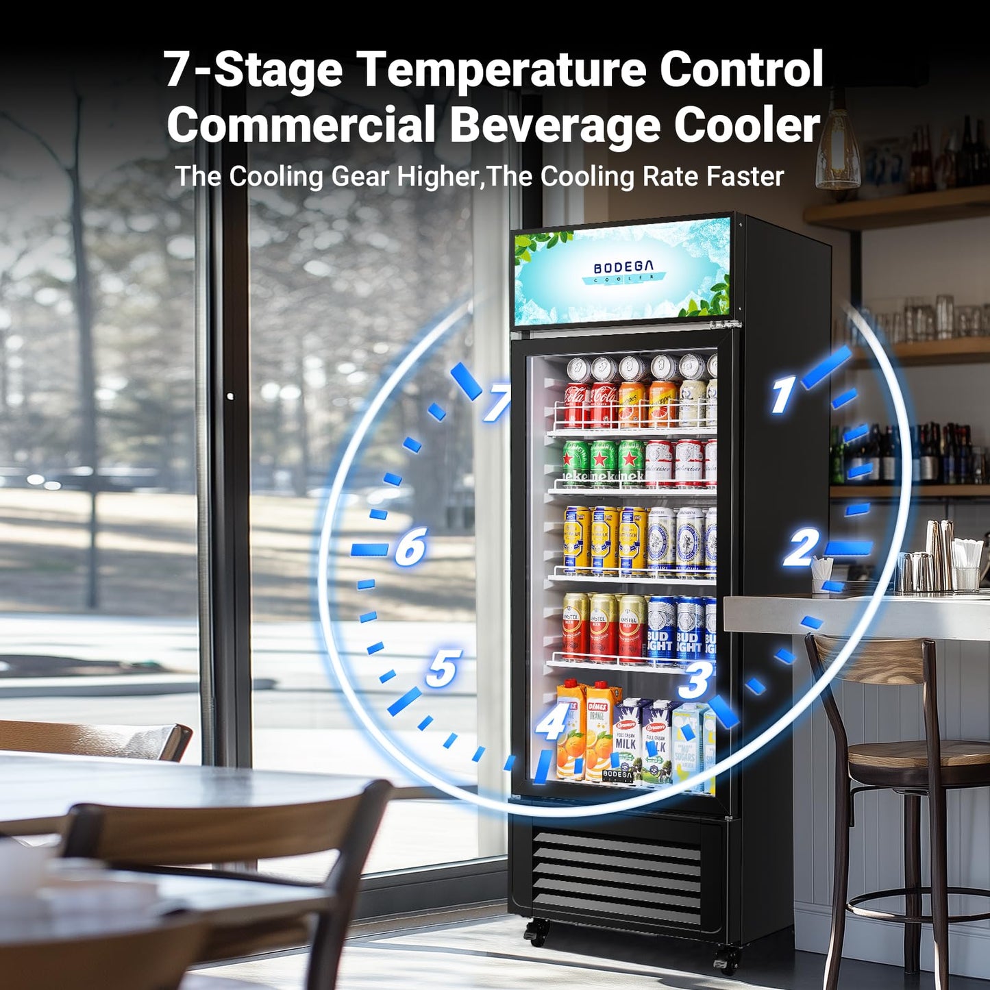 BODEGACOOLER Beverage Refrigerator and Cooler, 10.0 Cu.Ft. Commercial Refrigerator For Home & Kitchen, Office and Garage, Display Refrigerator with Adjustable Shelves and LED Light For Beer, Soda.