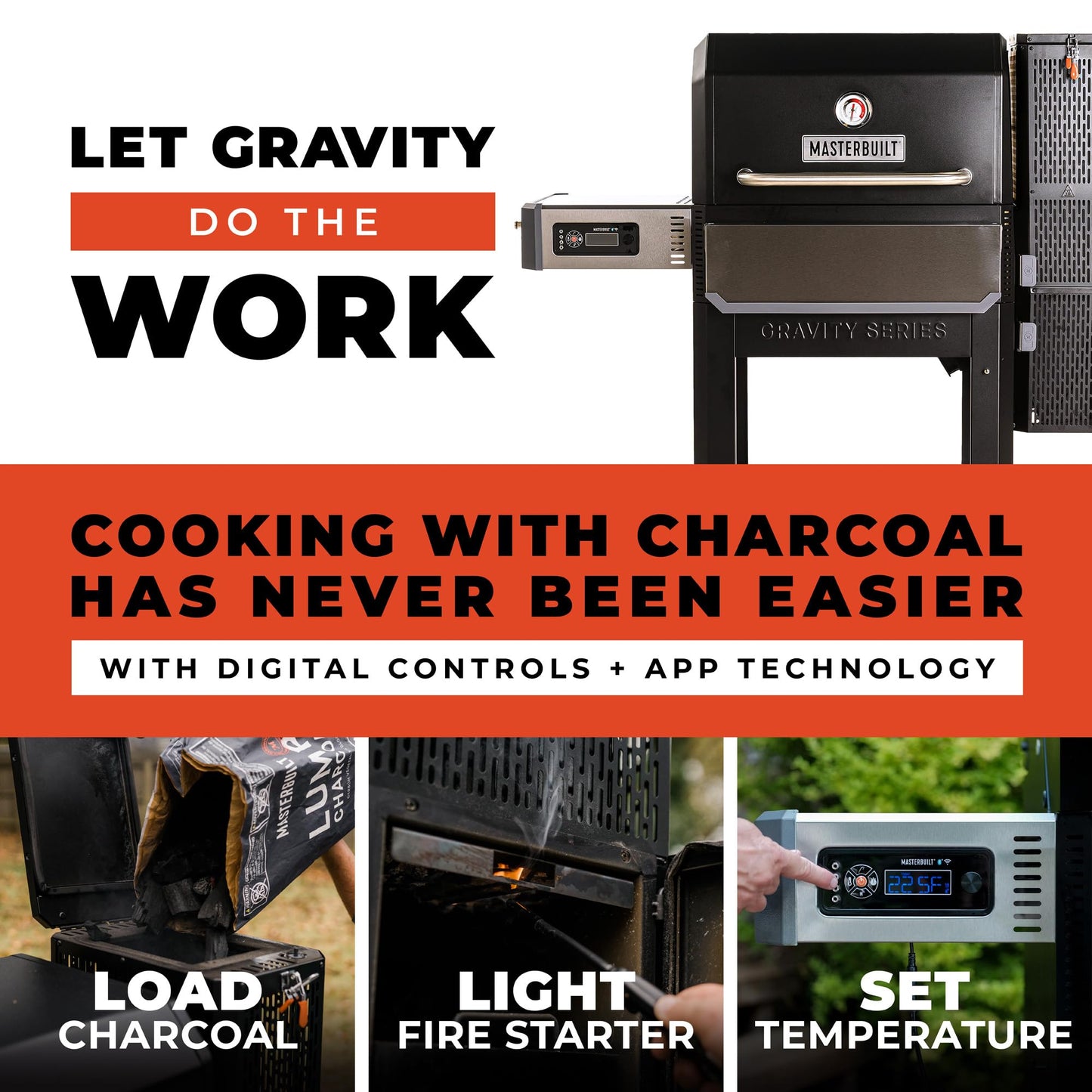 Masterbuilt® Gravity Series® 1050 Digital Charcoal Grill and Smoker with Digital Control, App Connectivity and 1,050 Cooking Square Inches in Black, Model MB20041220