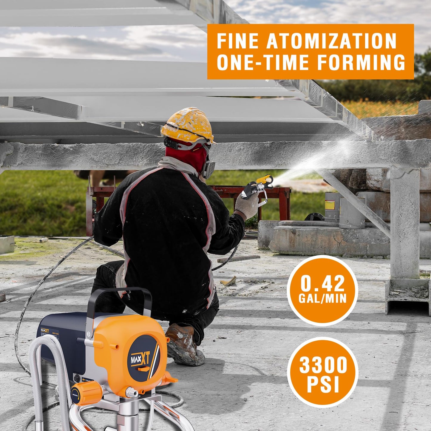 MAXXT Airless Paint Sprayers, 3300PSI Motorized Paint Sprayer with Stand, High Efficiency Spray Paint Machine for Home, Outdoor DIY Handyman Shed Garage House Painting Deck Shed Fence Furniture