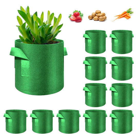 WHATWEARS 12-Pack 15 Gallon Plant Grow Bags, Thickened Nonwoven Fabric Pots with Handles, Vegetable Planter Bags Containers, Cloth Planters for Garden Vegetable/Flower/Plant/Fruits Outdoor (Green)