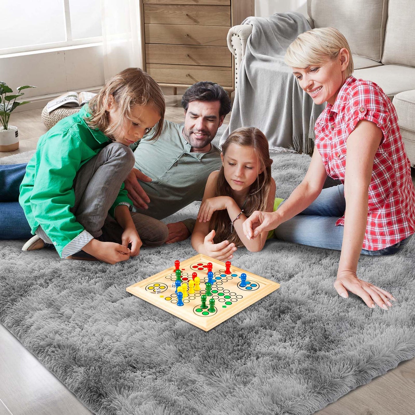 Shag Area Rugs for Bedroom Living Room,5X8 Ultra Soft Fluffy Area Rugs for Dorm, Indoor Carpet Nursery Rugs for Kids Room Home Decor,Tie-Dye Grey