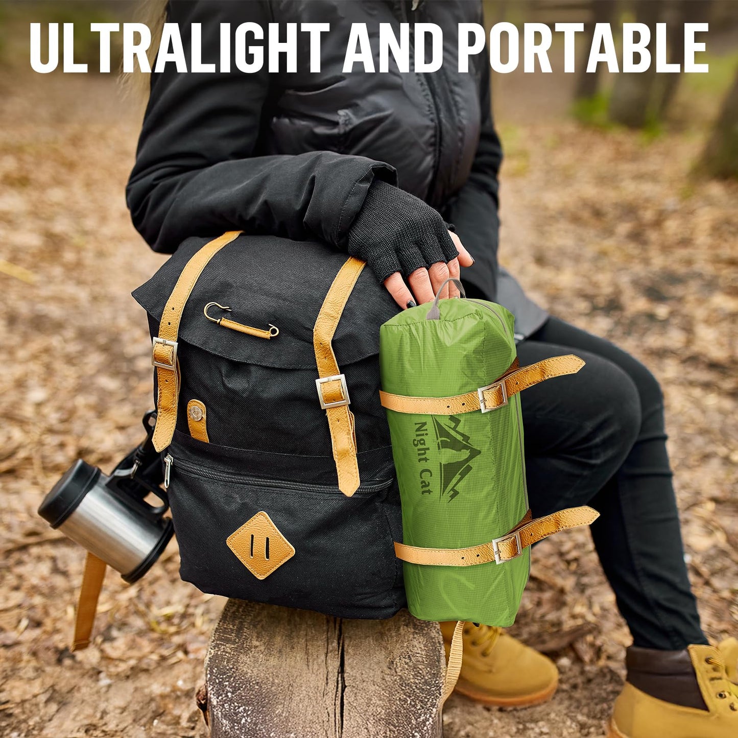 Night Cat Ultralight Backpacking Tent: Waterproof Lightweight Single People Camping Tent for Outdoor Hiking Trekking with Double Layers Aluminum Poles and Footprint 1 Person Green