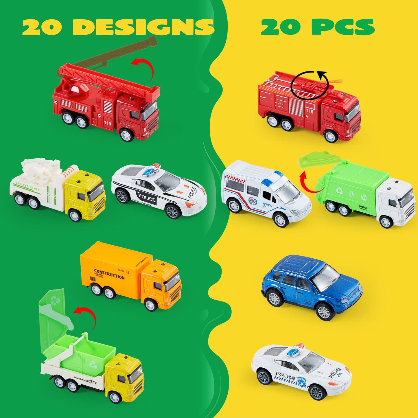 JOYIN 20PCS Die Cast Pull Back Cars, Metal Toy Cars, Car Toys Bulk, Vehicle Set for Toddlers, Kids Party Favors, Cake Toppers, Stocking Stuffers, Race Cars Toys for Boys