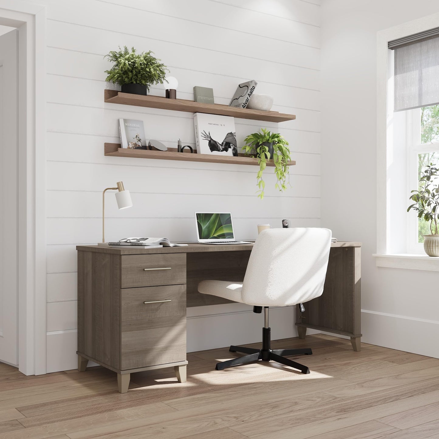 Bush Home 72-inch Home Office Desk with Drawers, Large Computer Table for Personal Workspace, Somerset Collection, Ash Gray